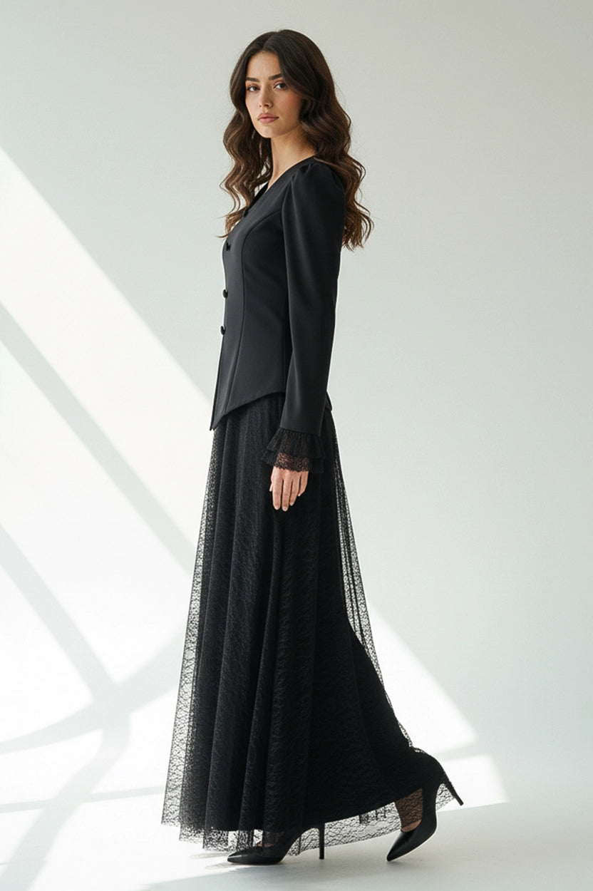 Dantel Skirt Blazer Set