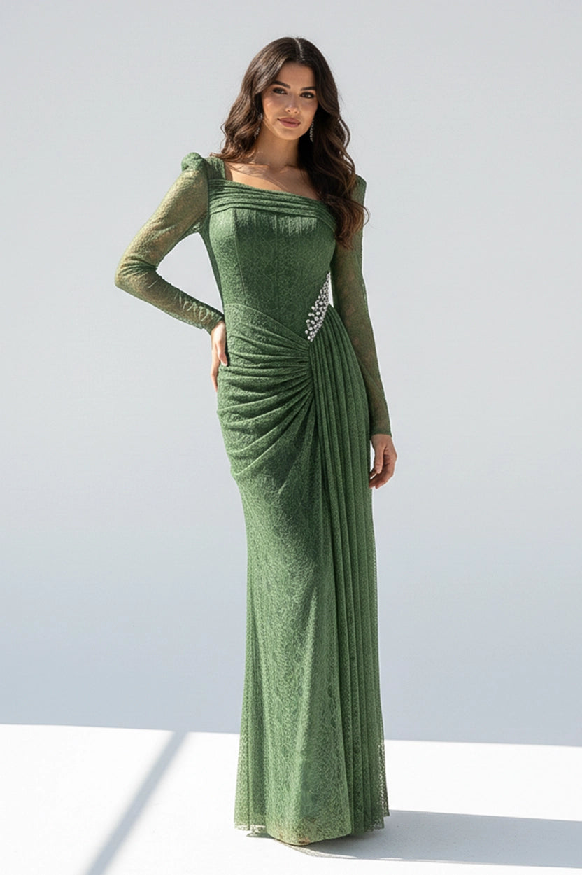 Corset Drapped Dantel Dress Dress