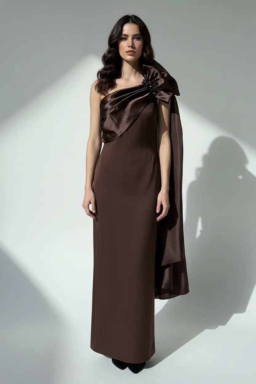 Detailed Fyonka One Shoulder Crepe Dress