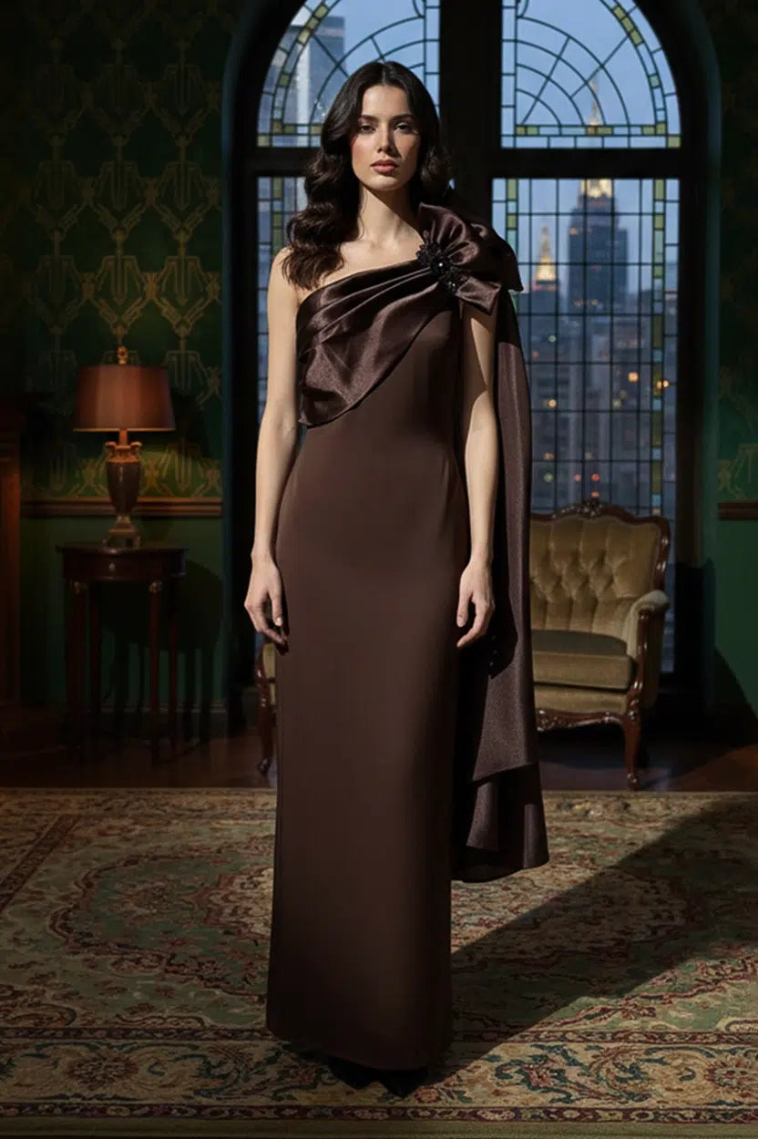 Detailed Fyonka One Shoulder Crepe Dress