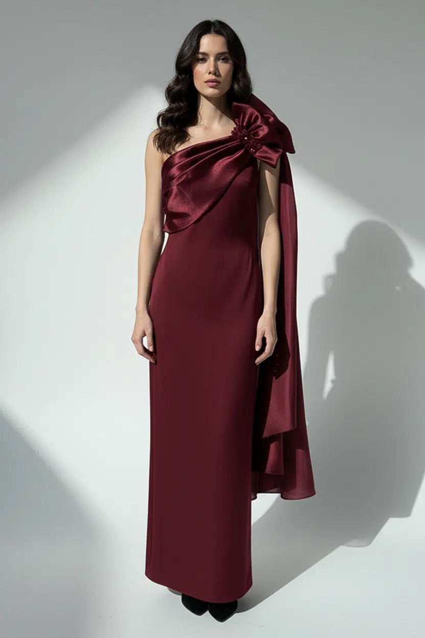 Detailed Fyonka One Shoulder Crepe Dress