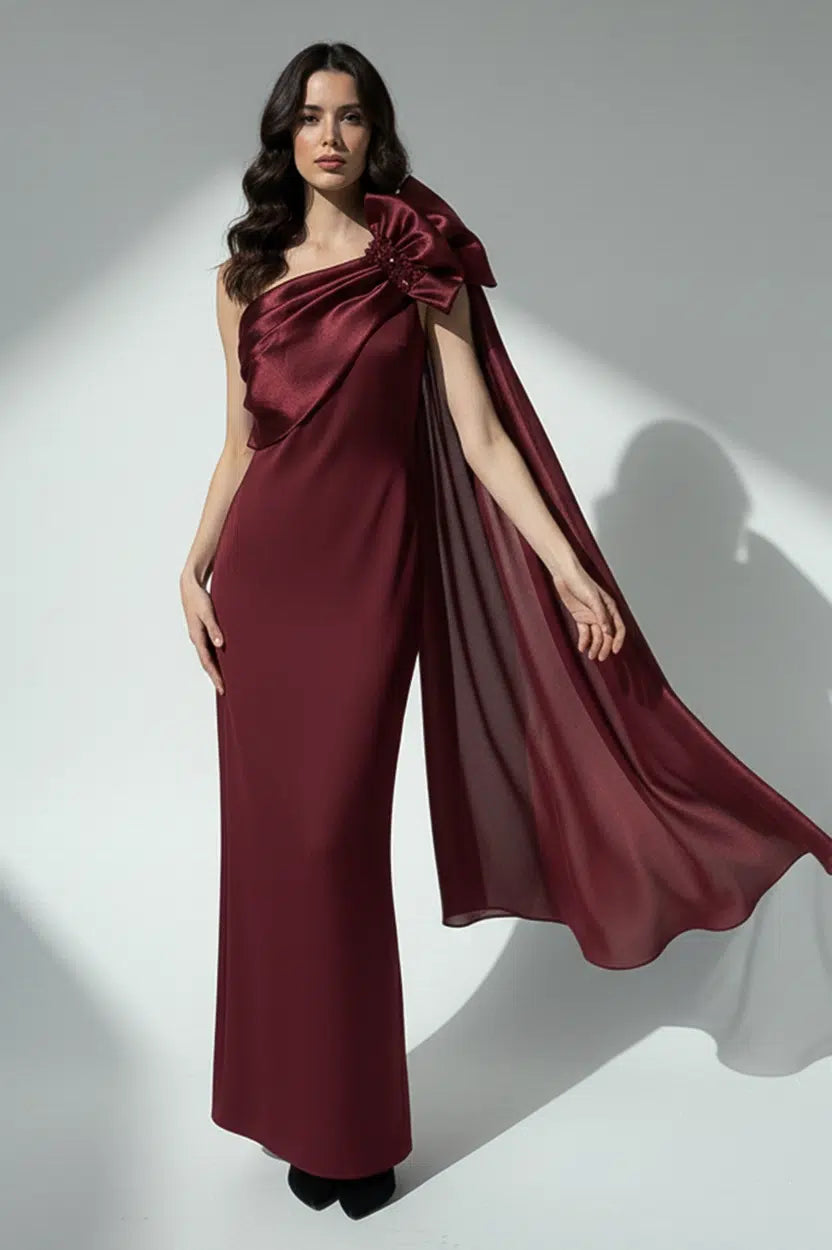 Detailed Fyonka One Shoulder Crepe Dress