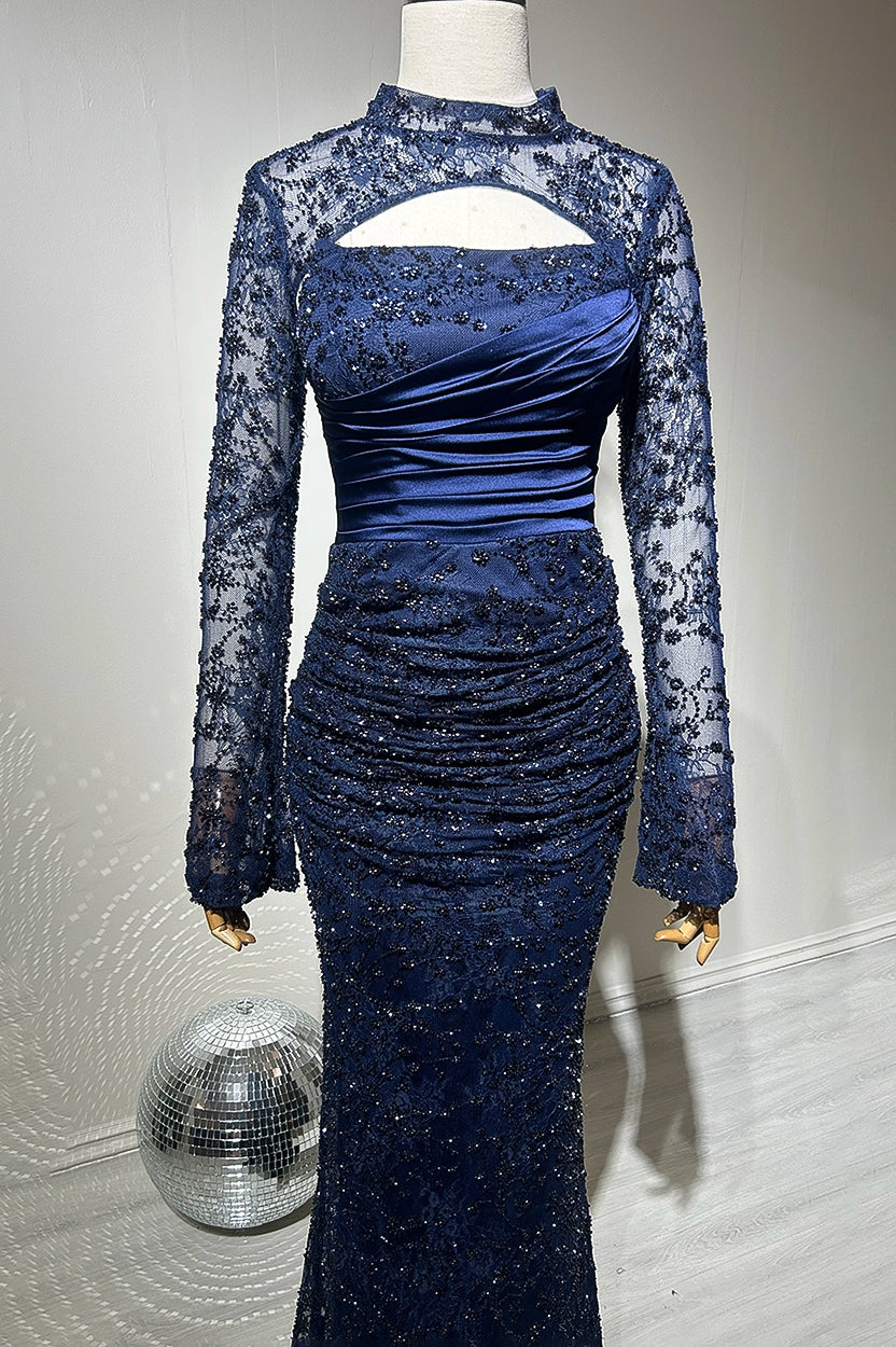 Draped Bust Sequin Tulle Dress