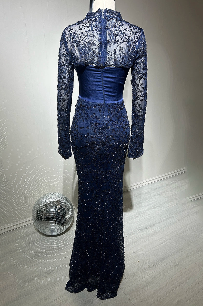 Draped Bust Sequin Tulle Dress