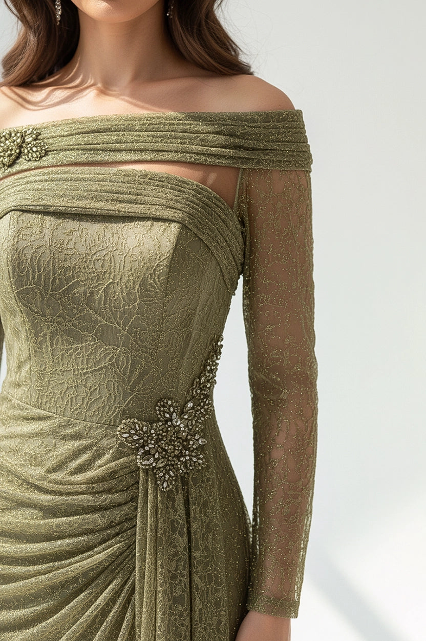 Draped Off Shoulder Corset Dantel Dress