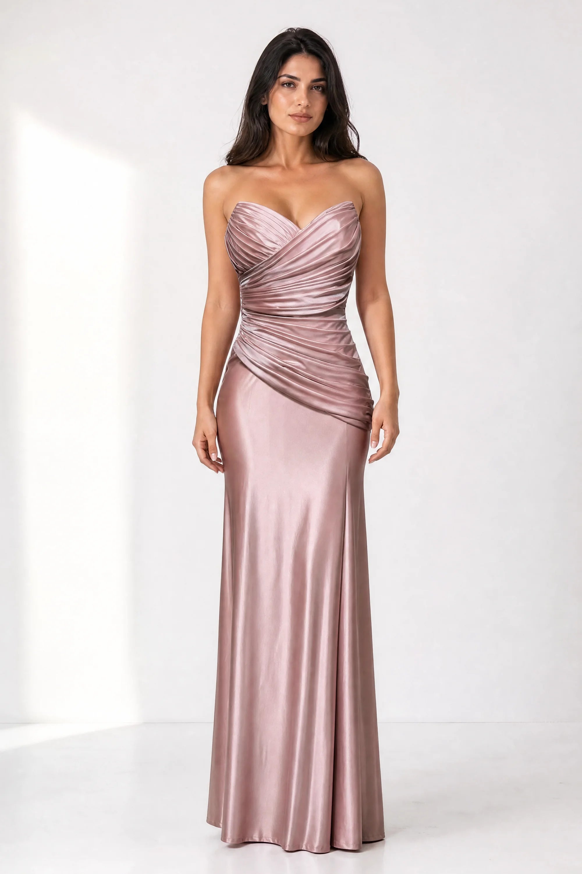 Draped Strapless Jersey Dress