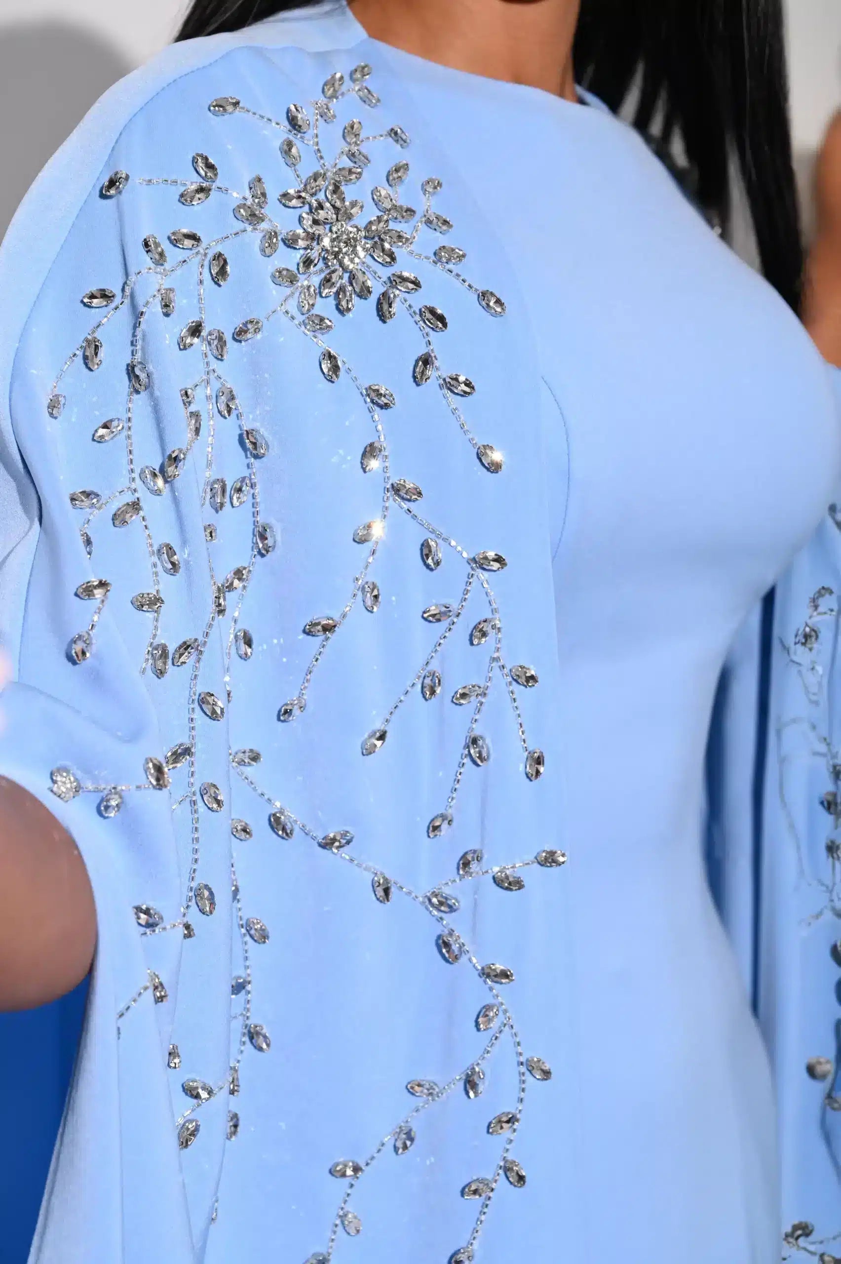 Embellished Cape 2 PCS Crepe Dress