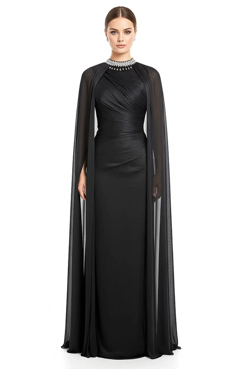 Embellished Neck Gathered Organza Dress