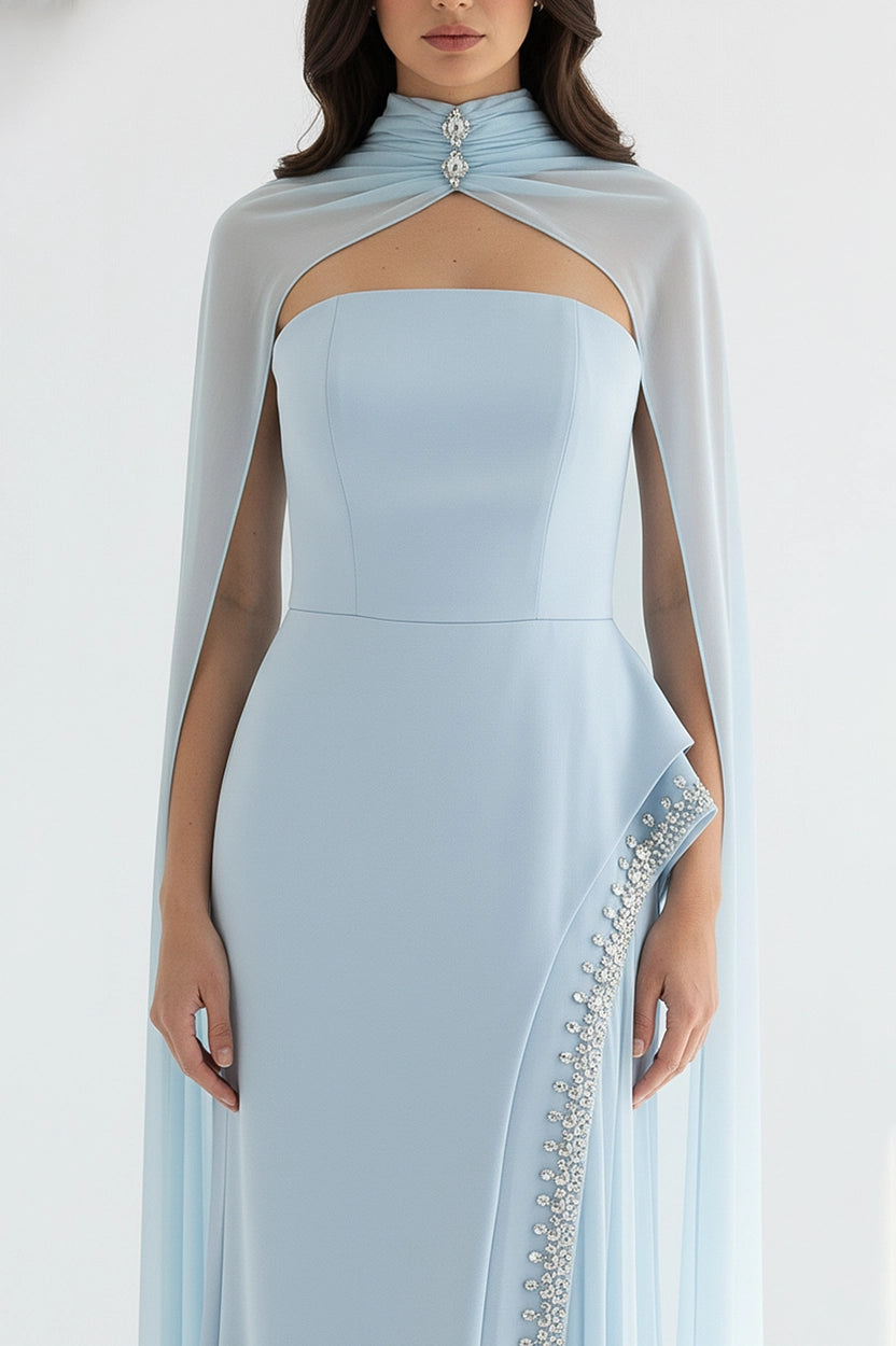 Embellished Slit Crepe Dress