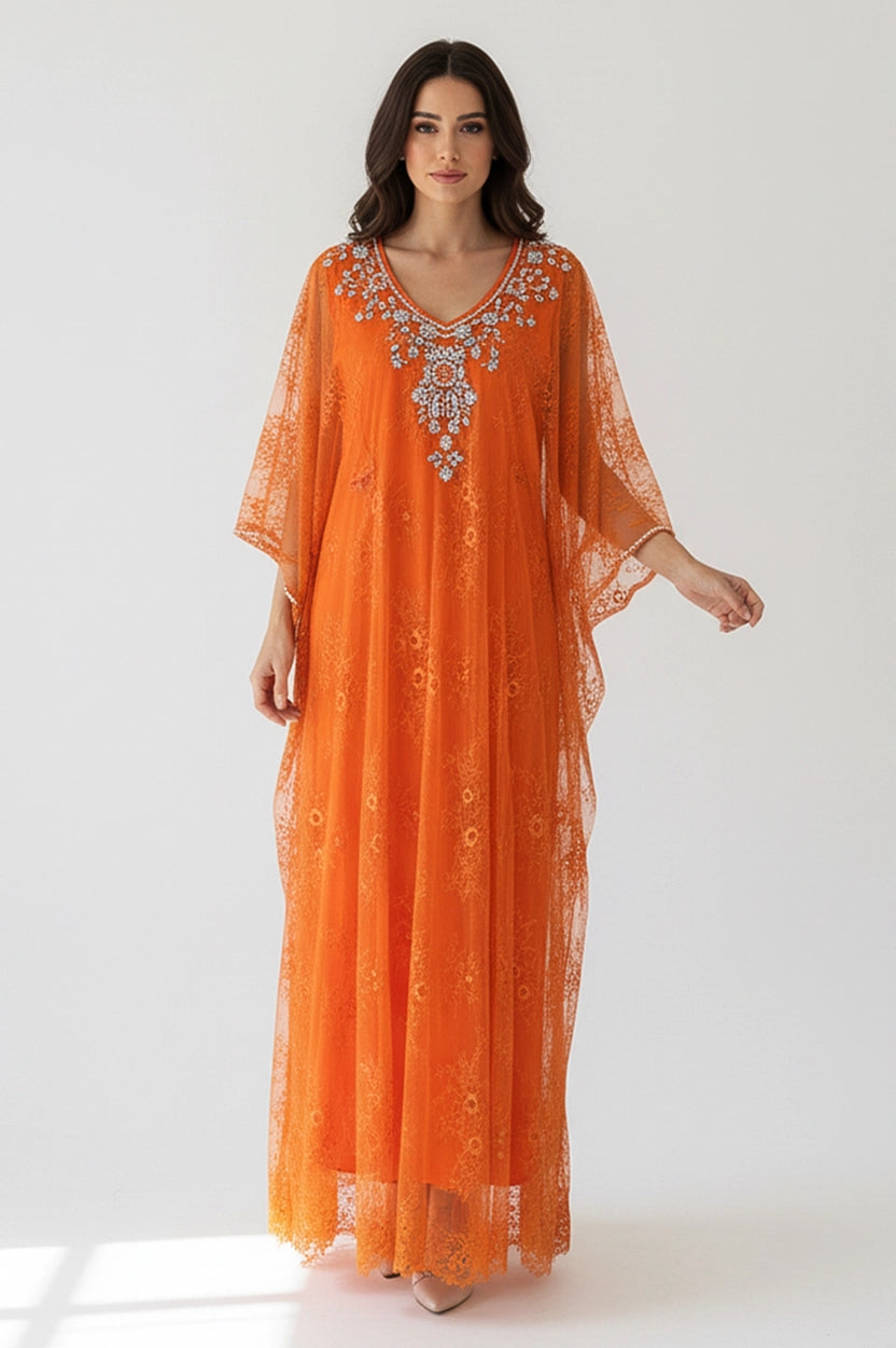 Embellished V-Neck Jalabiya