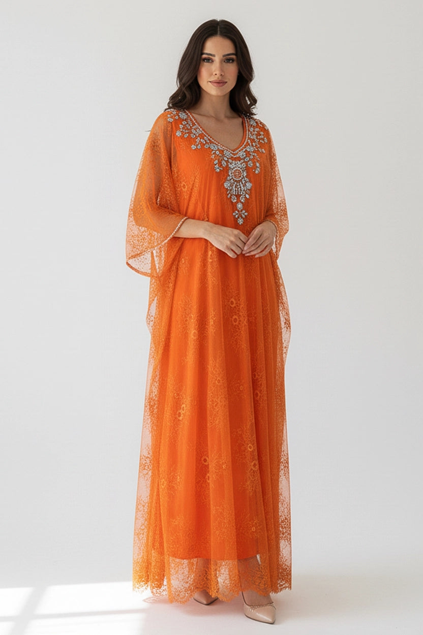 Embellished V-Neck Jalabiya