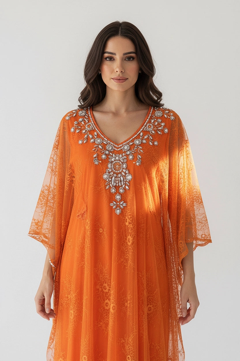 Embellished V-Neck Jalabiya