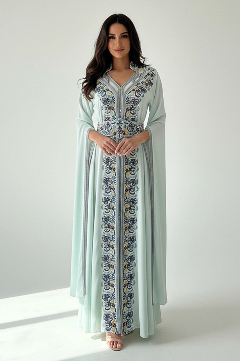 Embroidered 2 PCS Crepe Kaftan