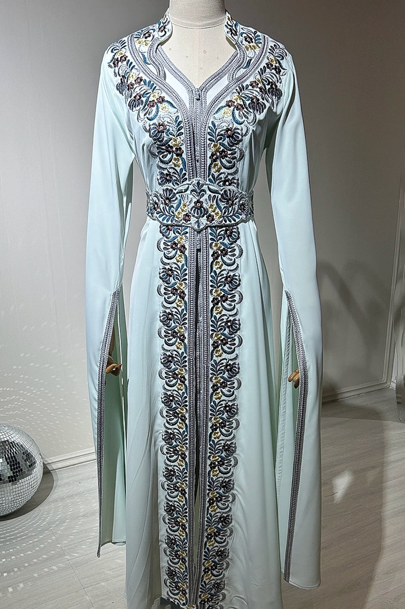 Embroidered 2 PCS Crepe Kaftan