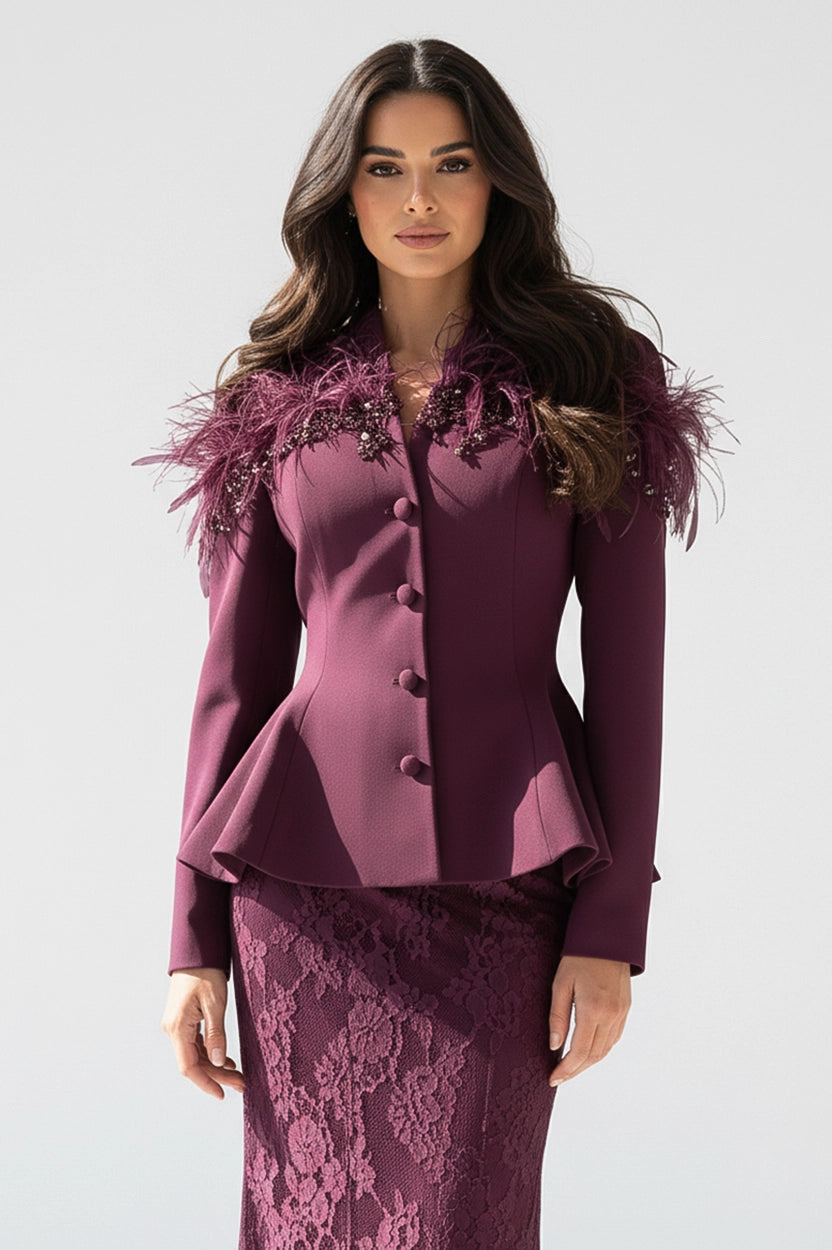 Feathers Square Neck Dantel Set