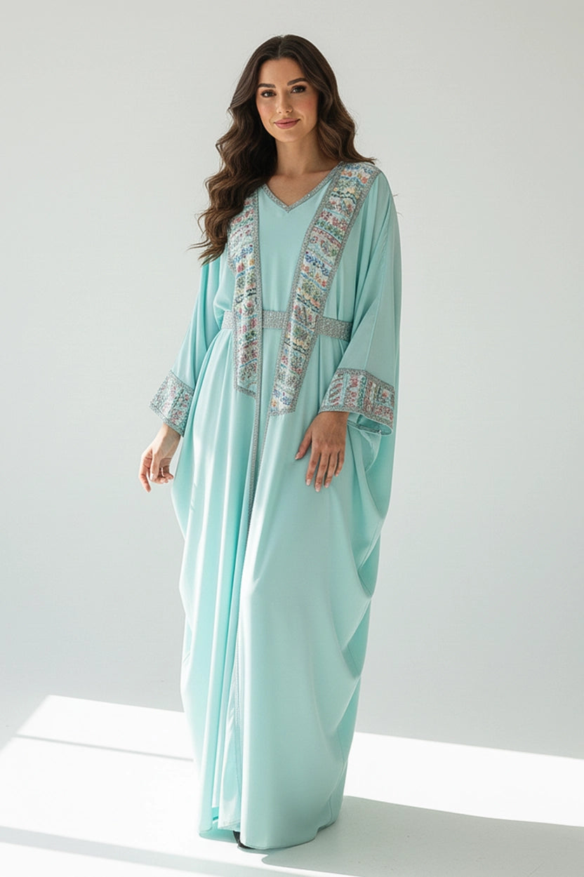 Flare Sleeves Laced Jalabiya Set