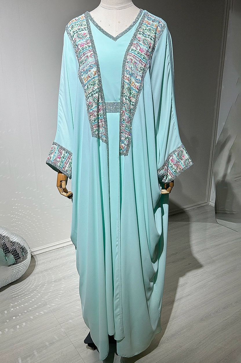 Flare Sleeves Laced Jalabiya Set