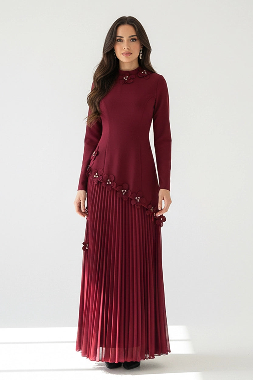 Floral Hipline Plisse Skirt Set