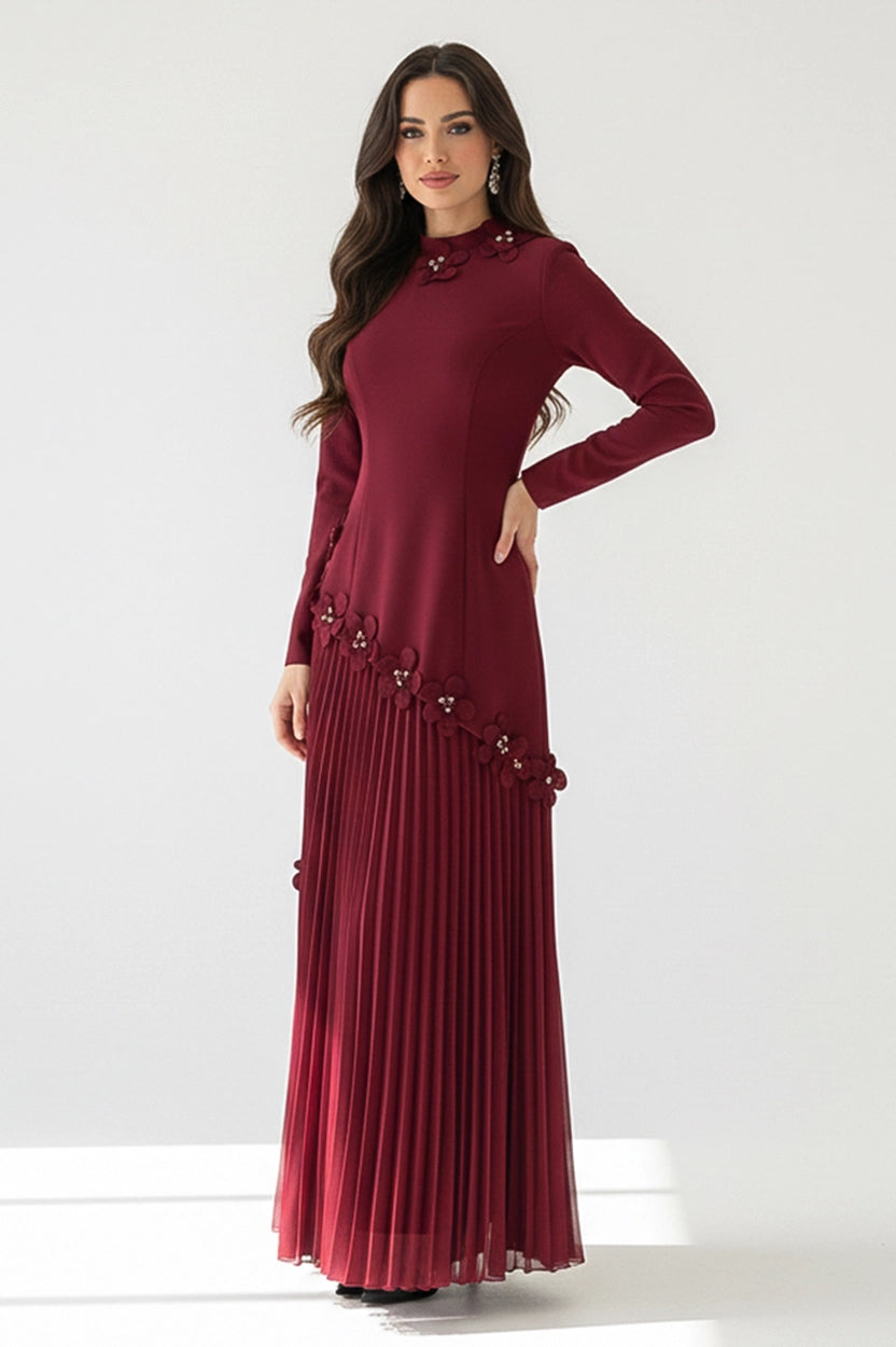 Floral Hipline Plisse Skirt Set