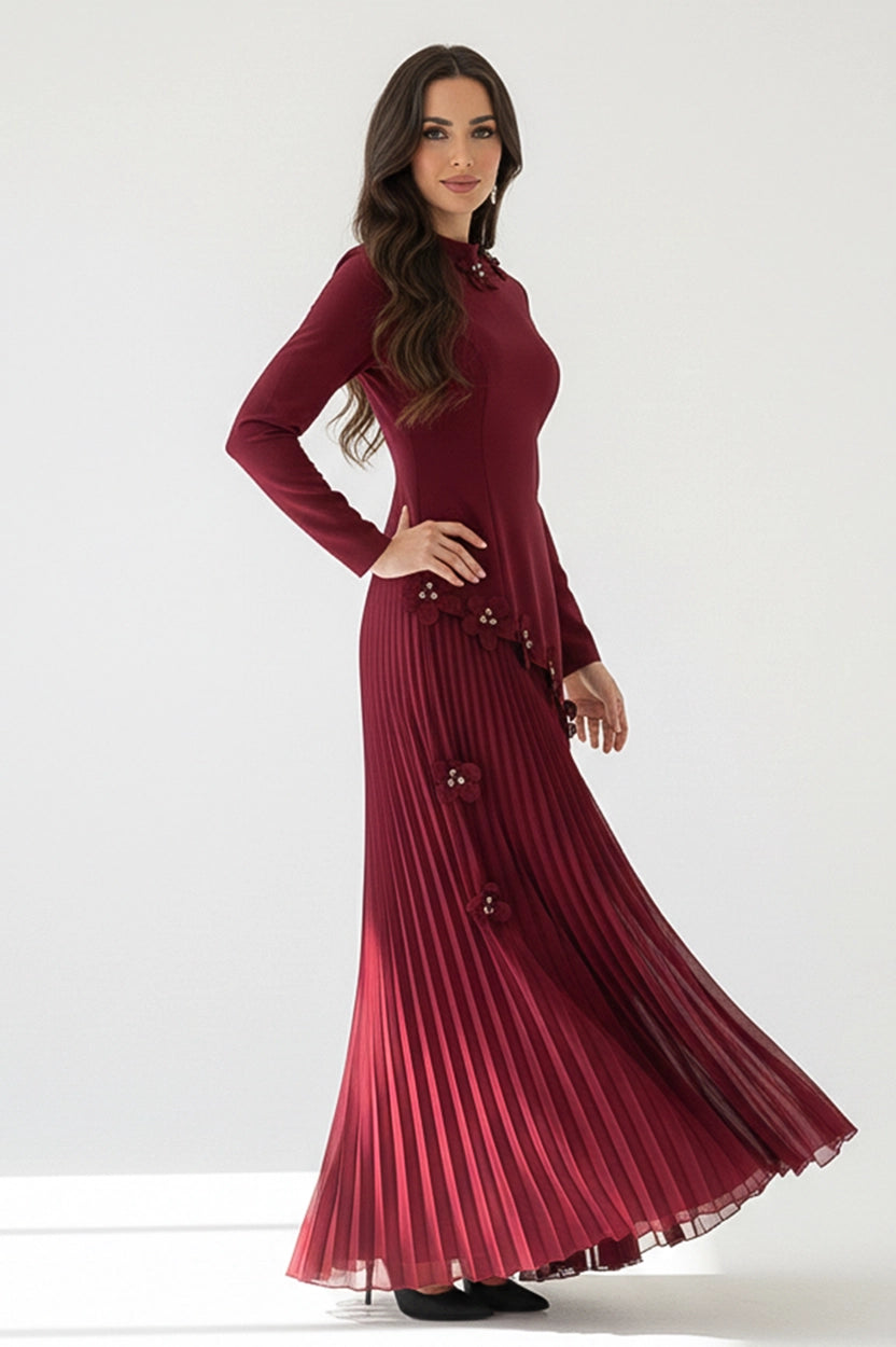 Floral Hipline Plisse Skirt Set