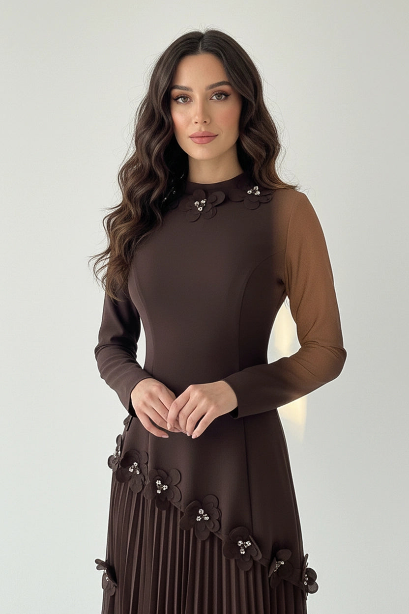 Floral Hipline Plisse Skirt Set