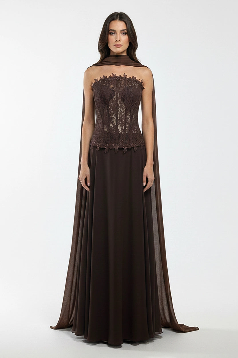 Flower Detail Corset Chiffon Dress