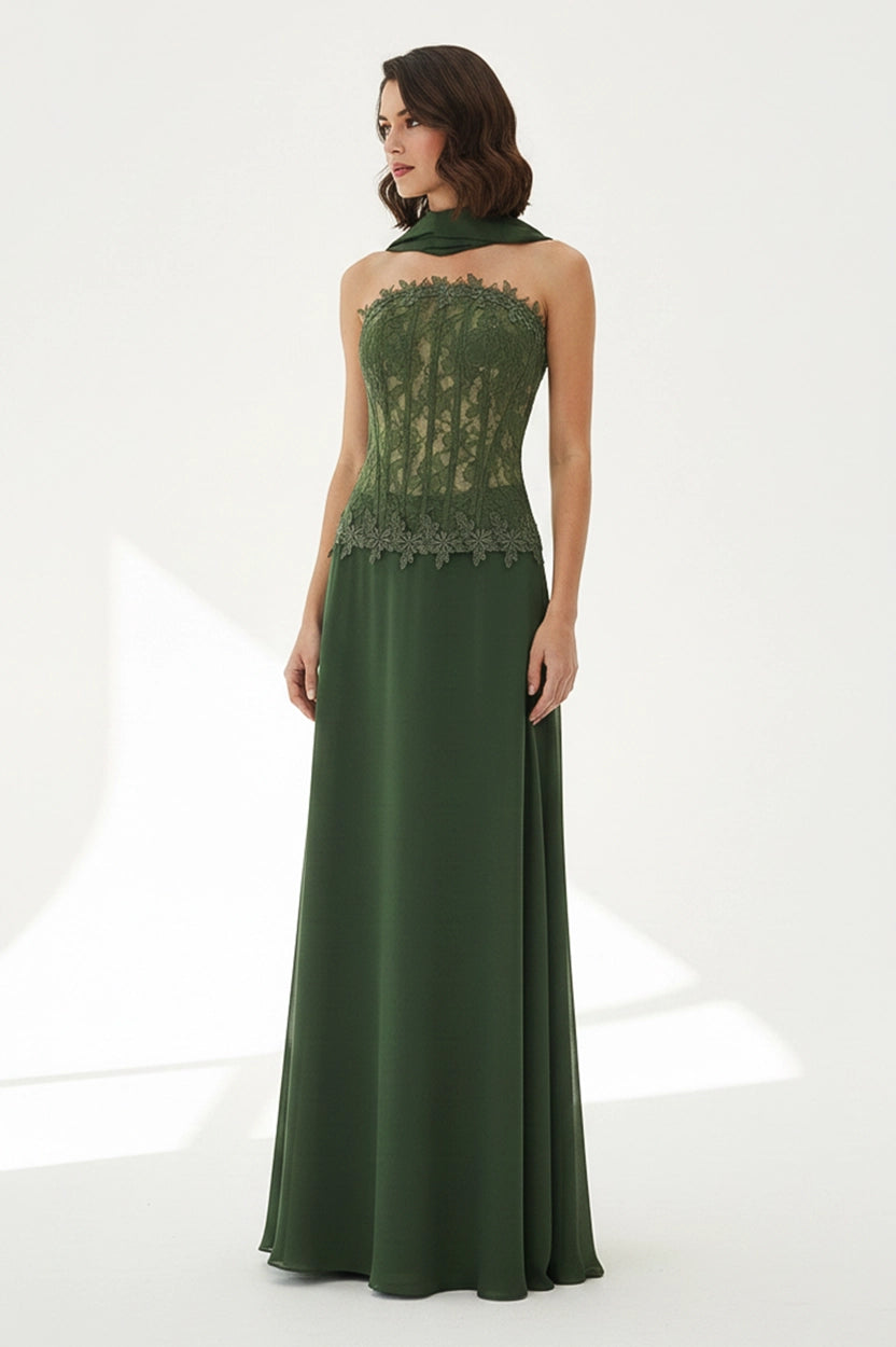 Flower Detail Corset Chiffon Dress