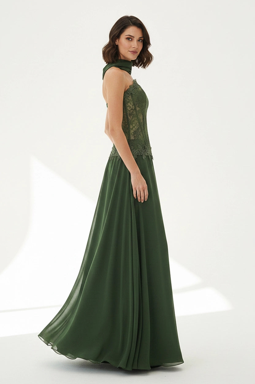 Flower Detail Corset Chiffon Dress