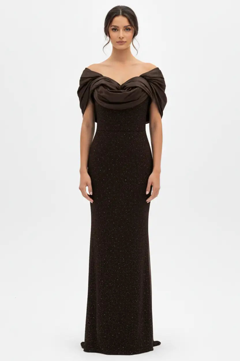 Gathered Taffeta Sequin Dress