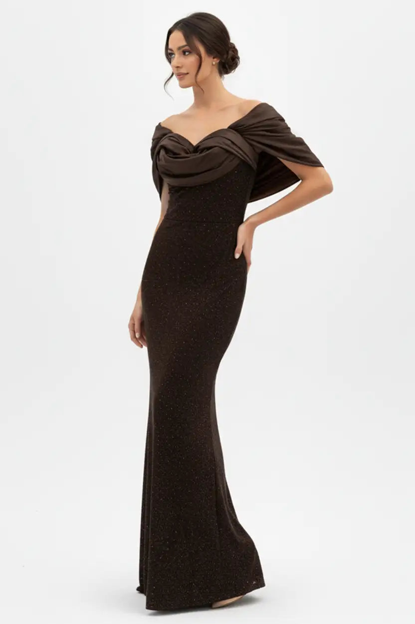 Gathered Taffeta Sequin Dress