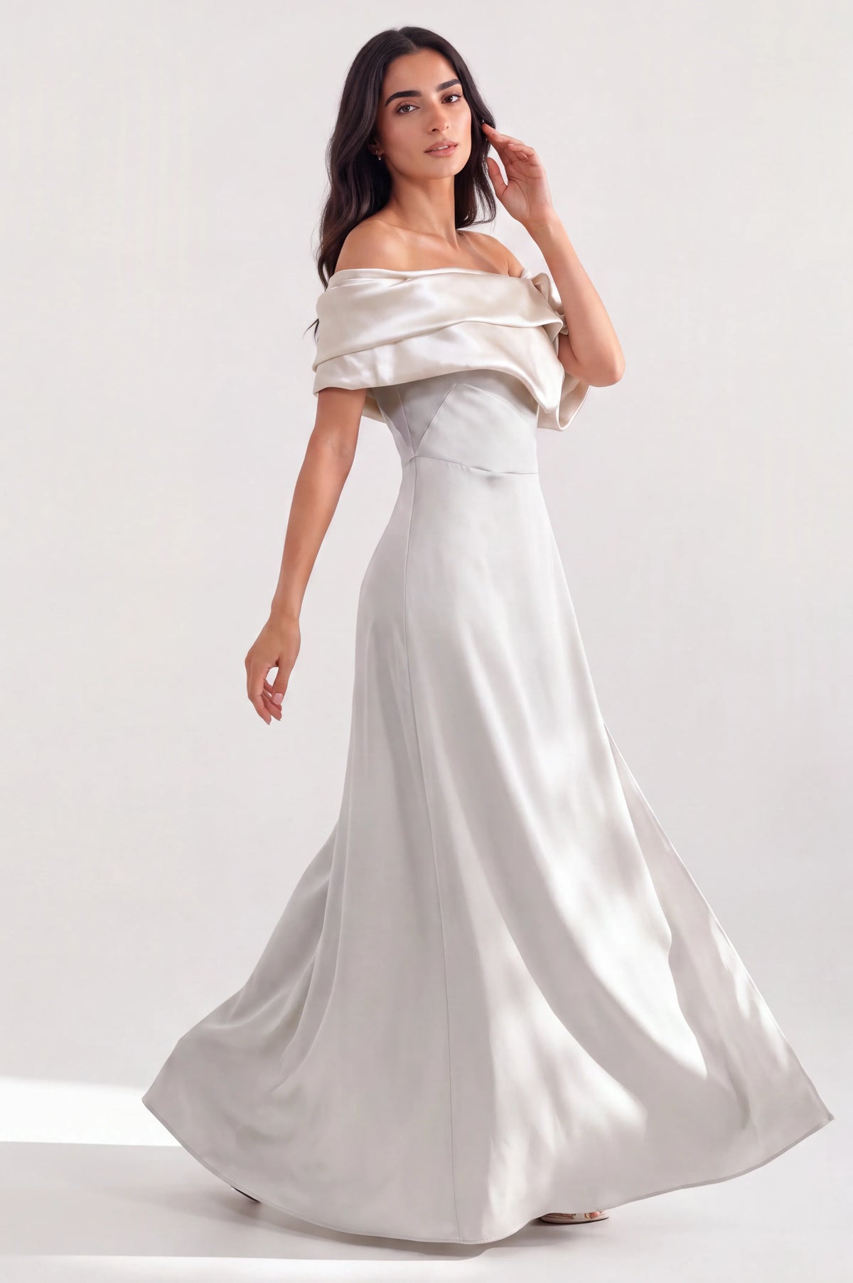 Draped One Shoulder Crepe Dress