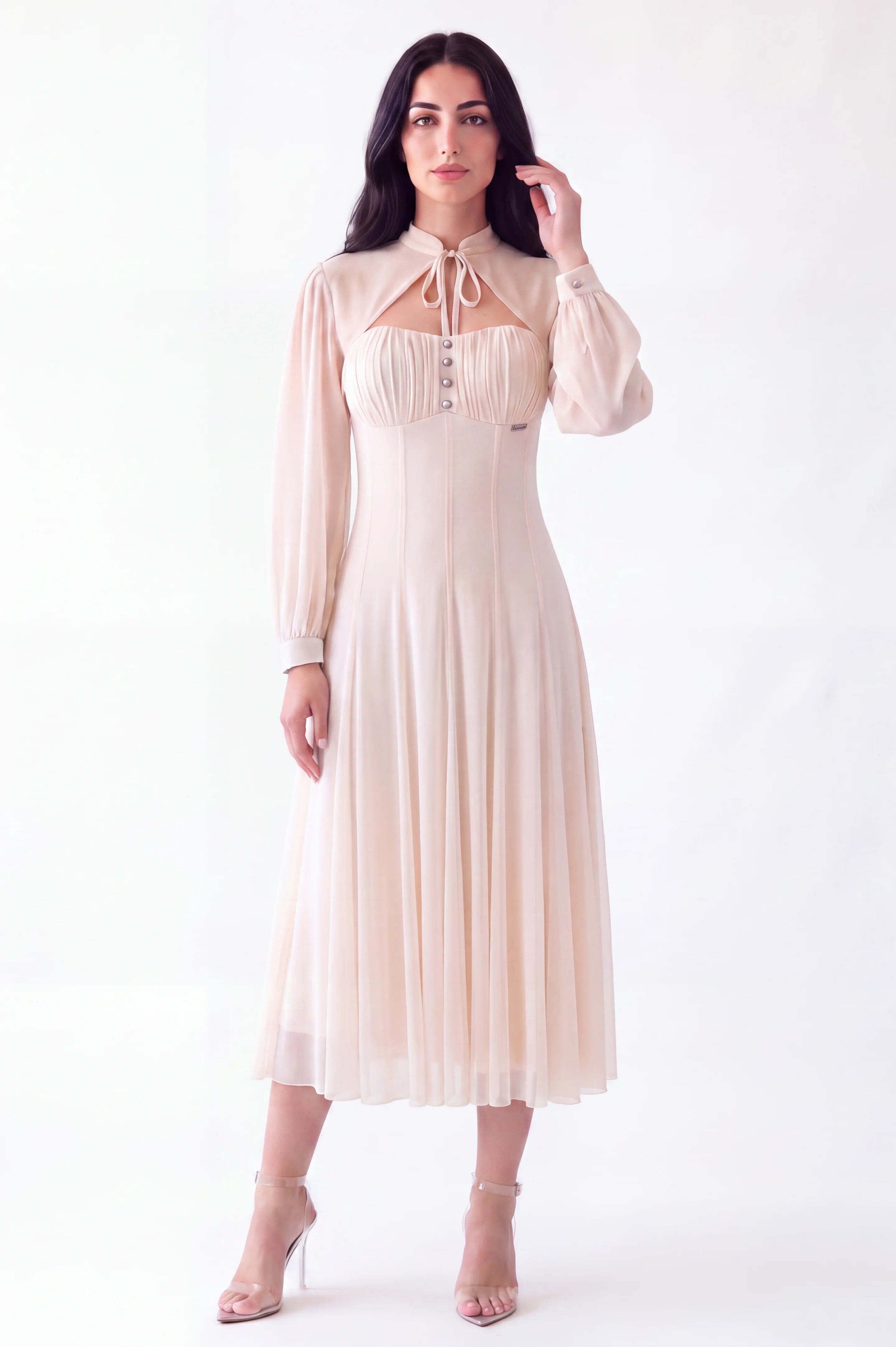 Ruched Sweetheart Bolero Overlay Tulle Dress