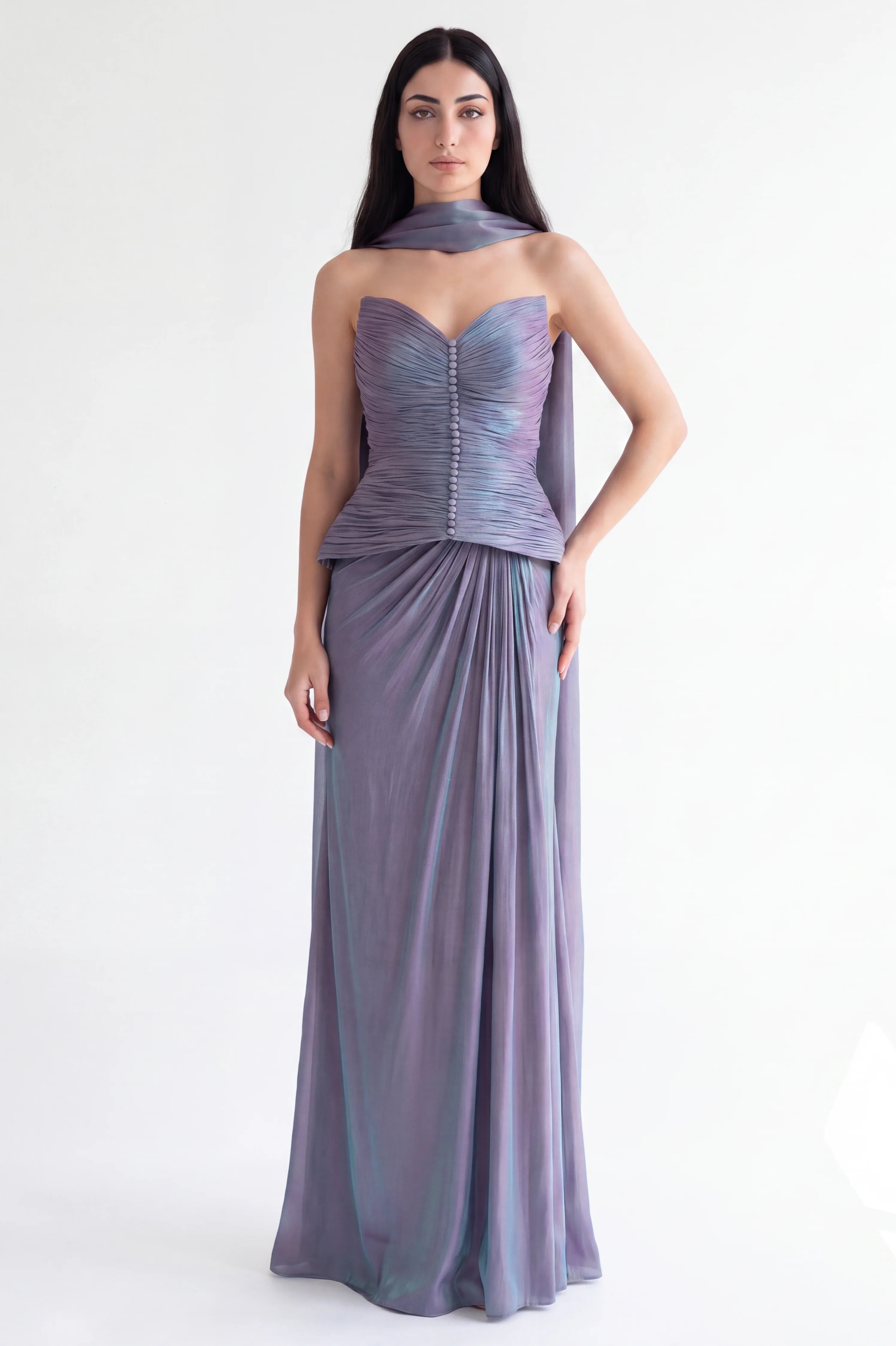 Sweetheart Gathered Corset Organza Dress