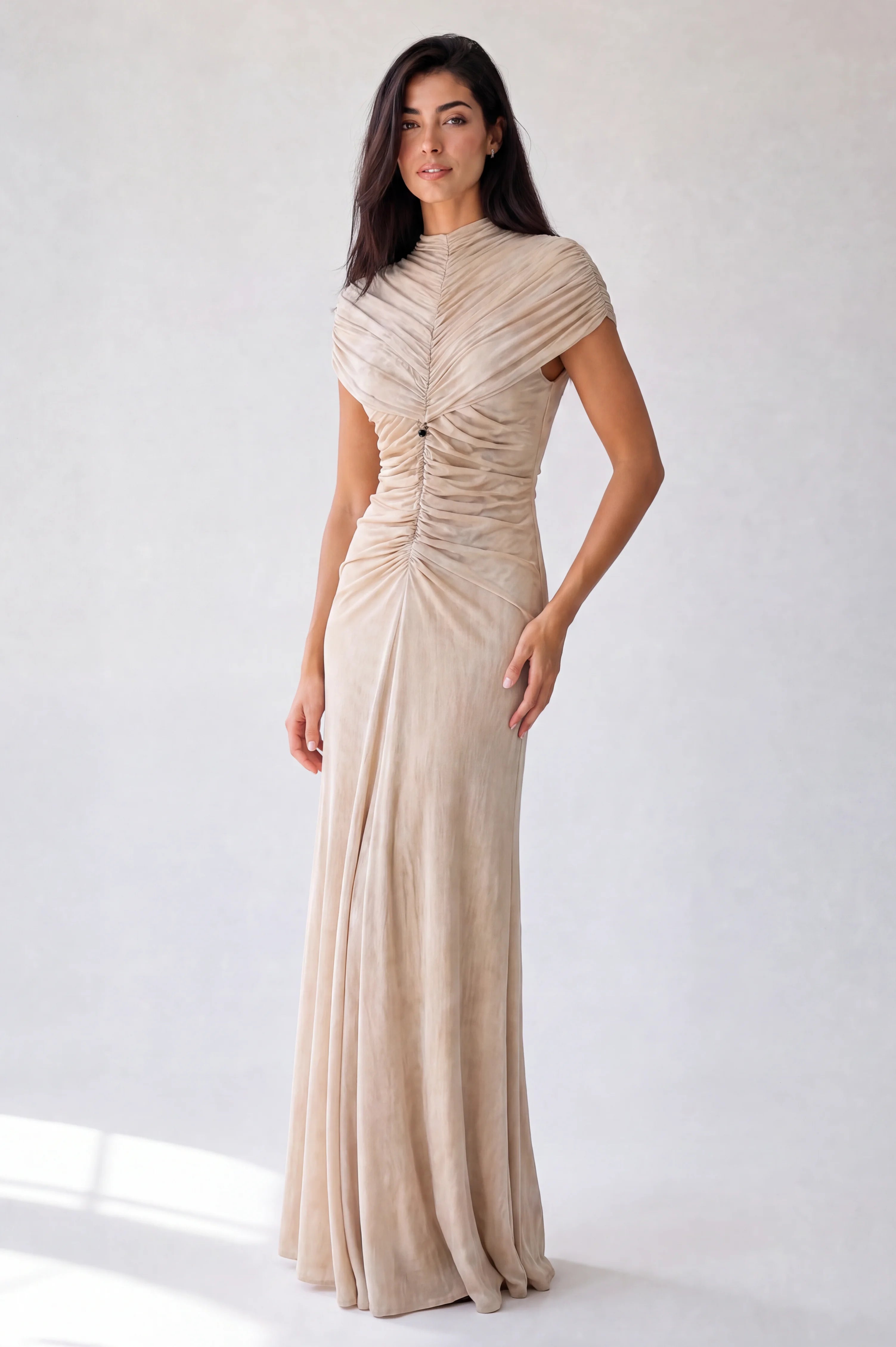 Gathered Neck-Line Off Shoulder Tulle Dress
