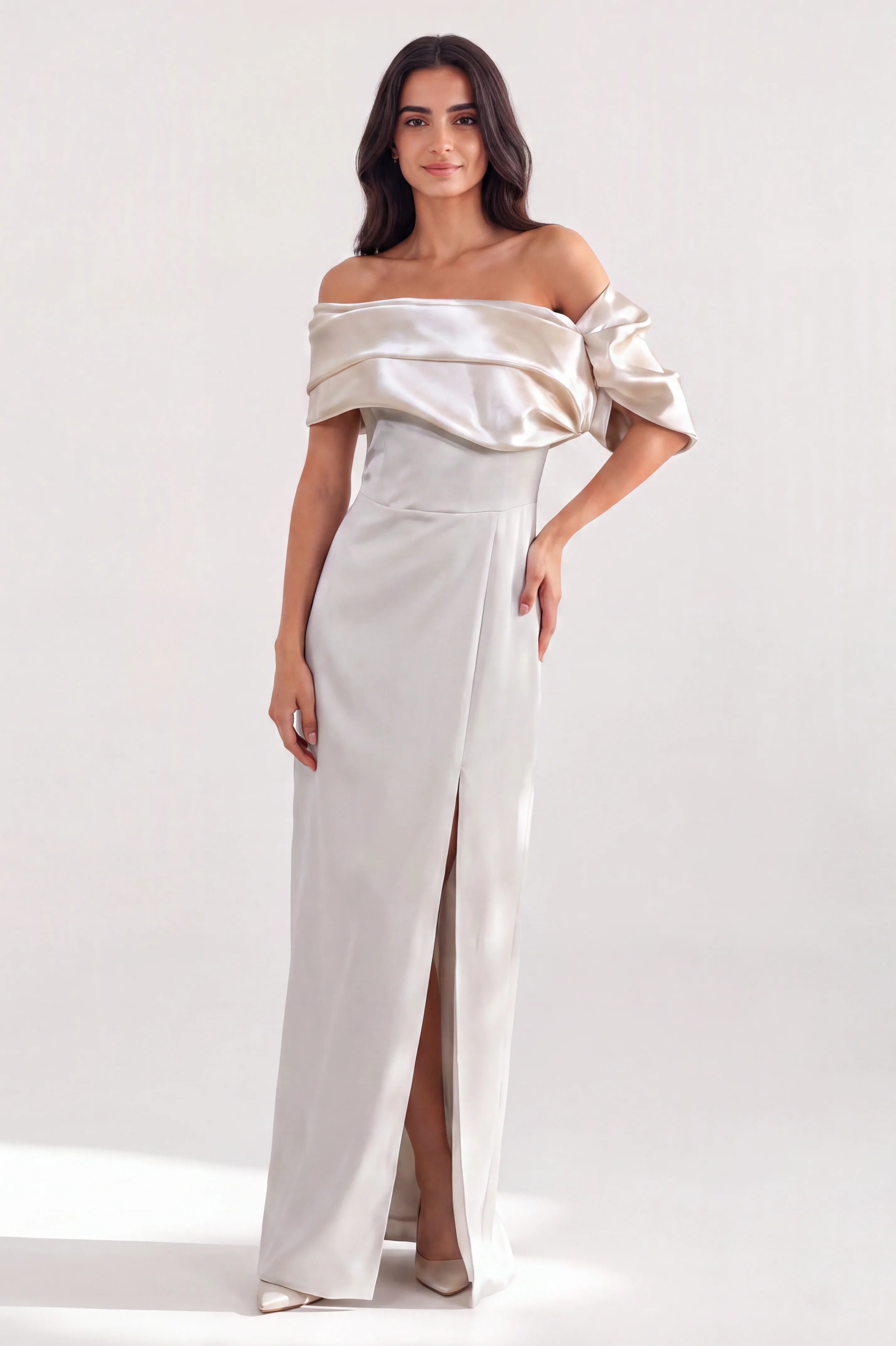 Draped One Shoulder Crepe Dress