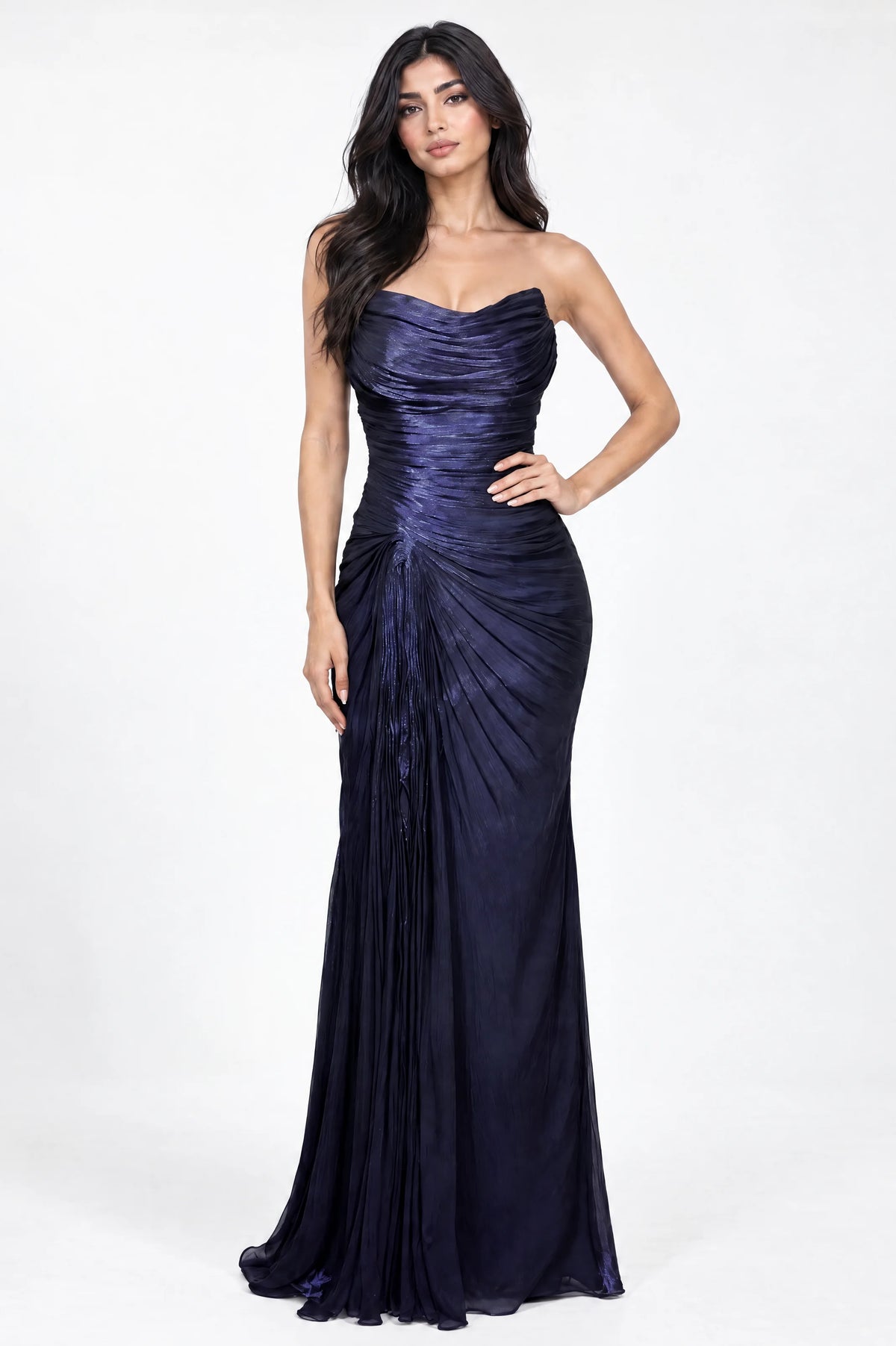 Strapless Sweetheart Gathered Organza Dress