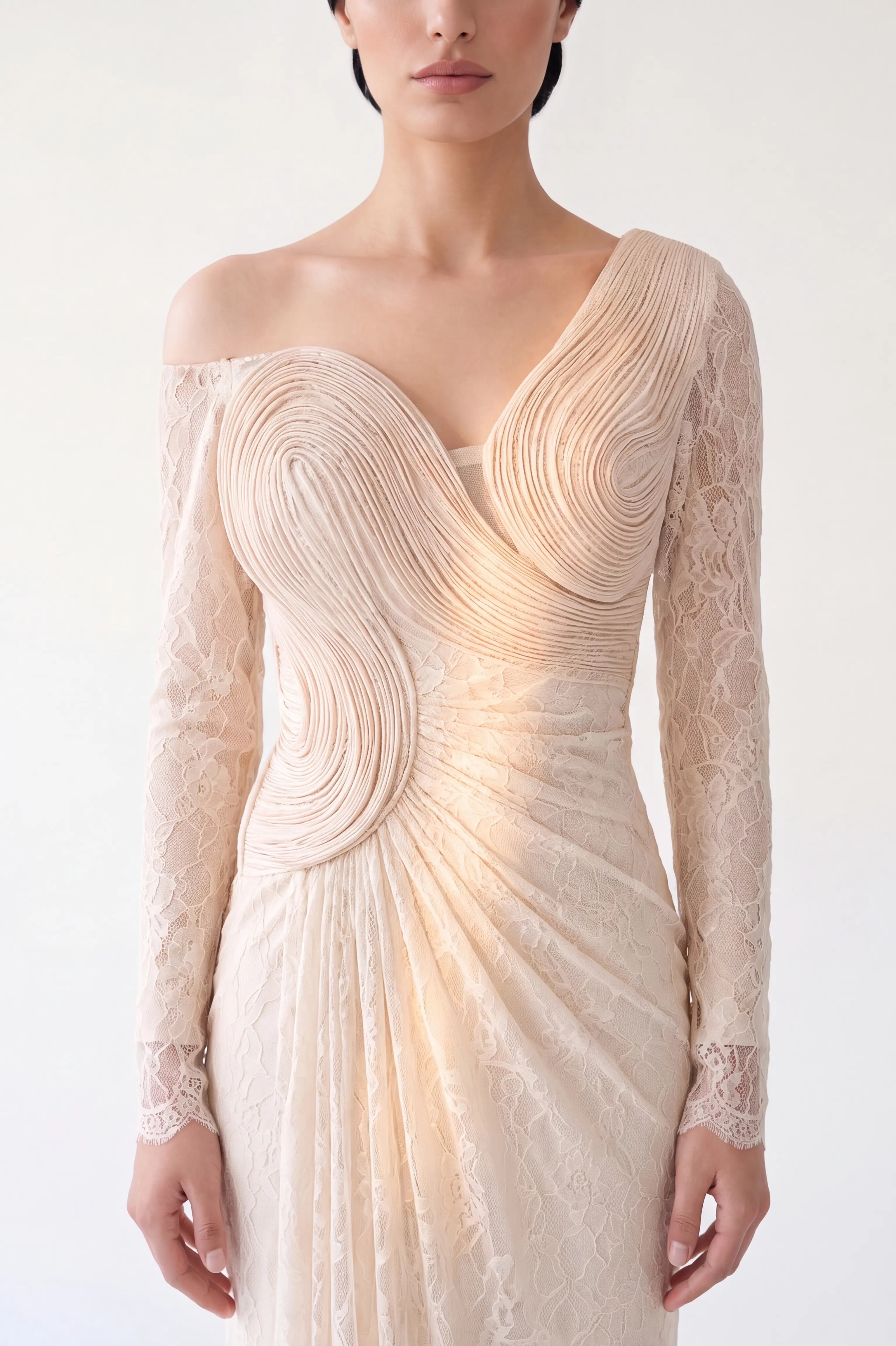Wavy Bust Dantel Dress
