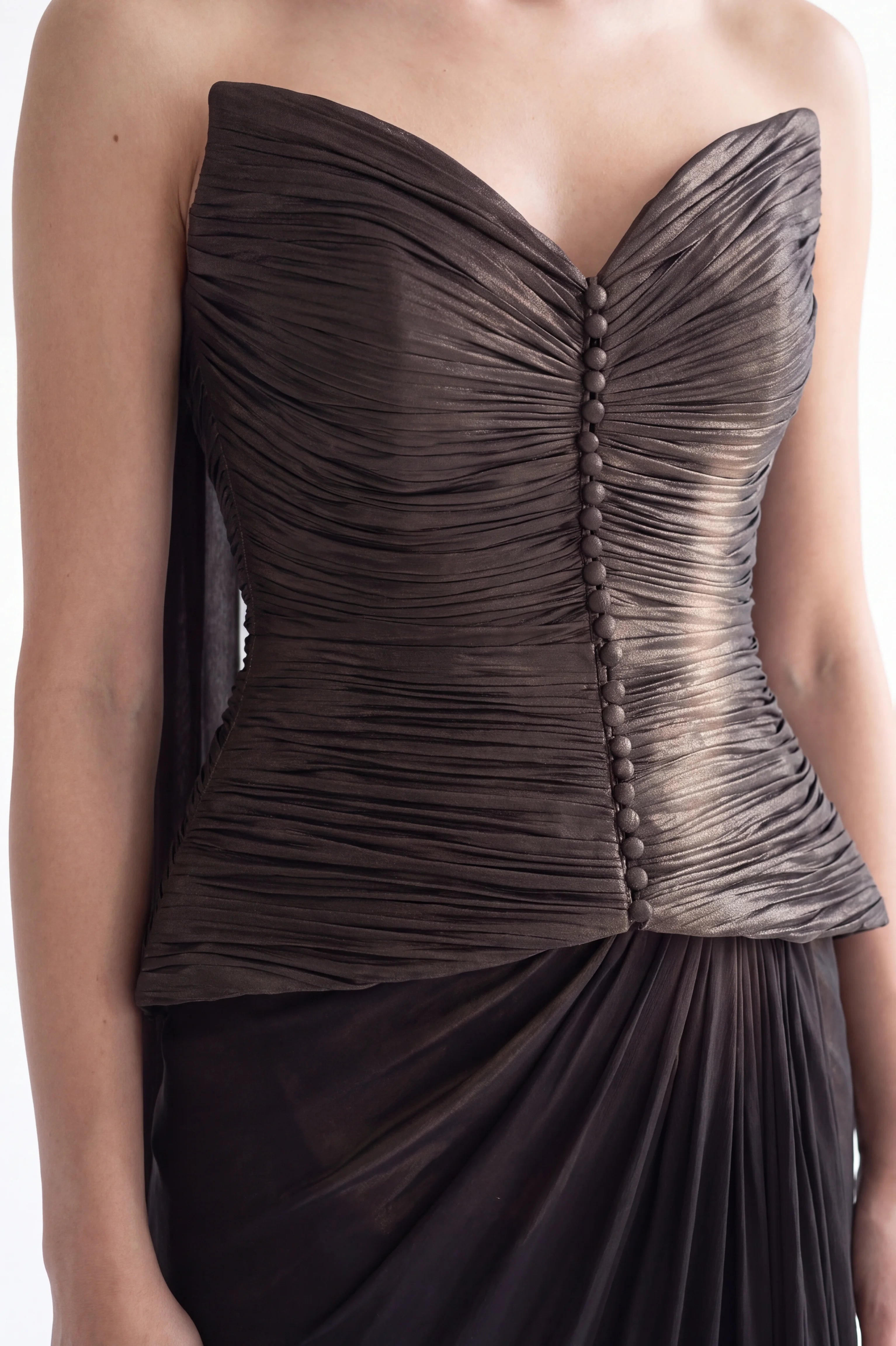 Sweetheart Gathered Corset Organza Dress