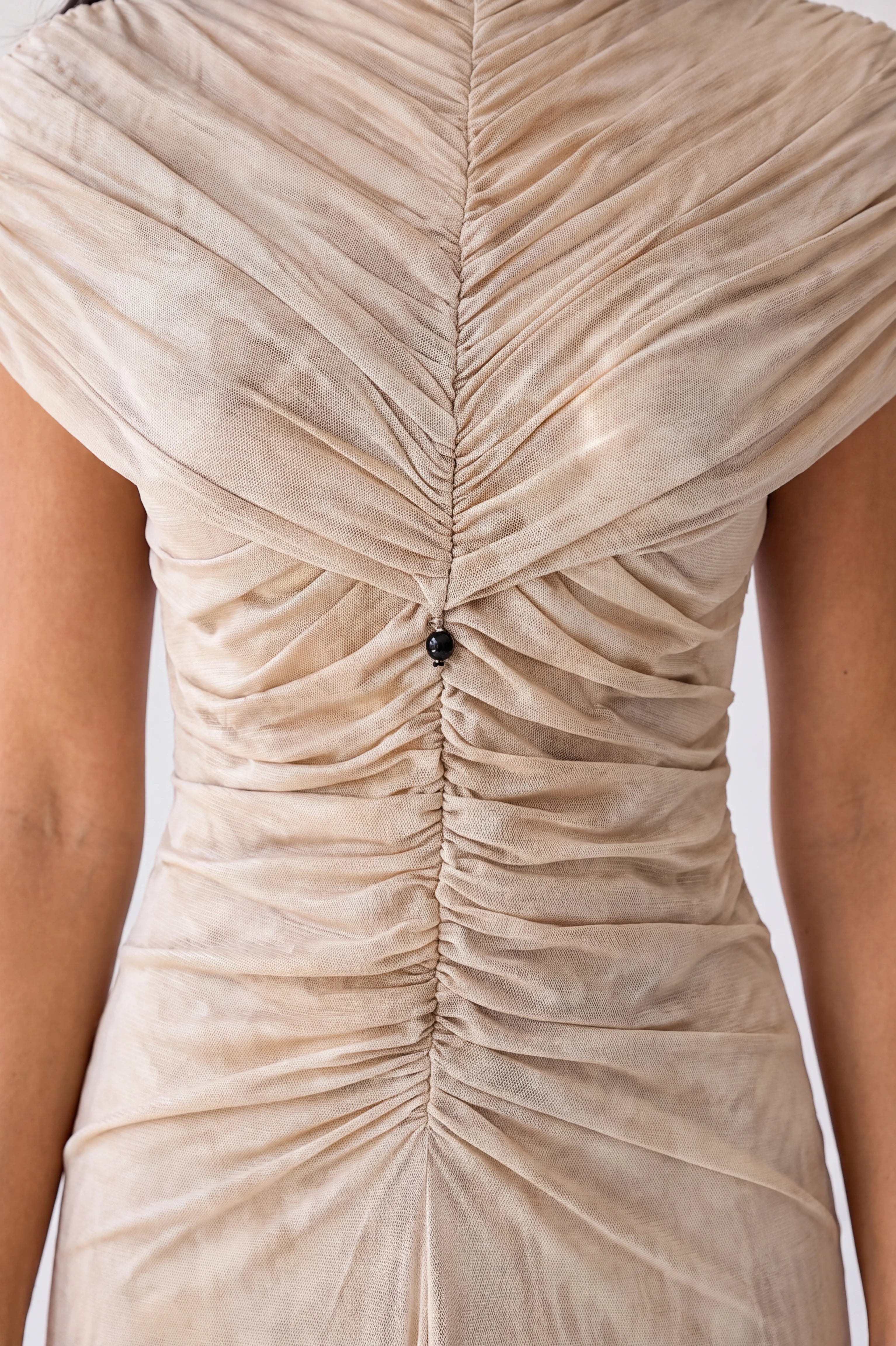 Gathered Neck-Line Off Shoulder Tulle Dress