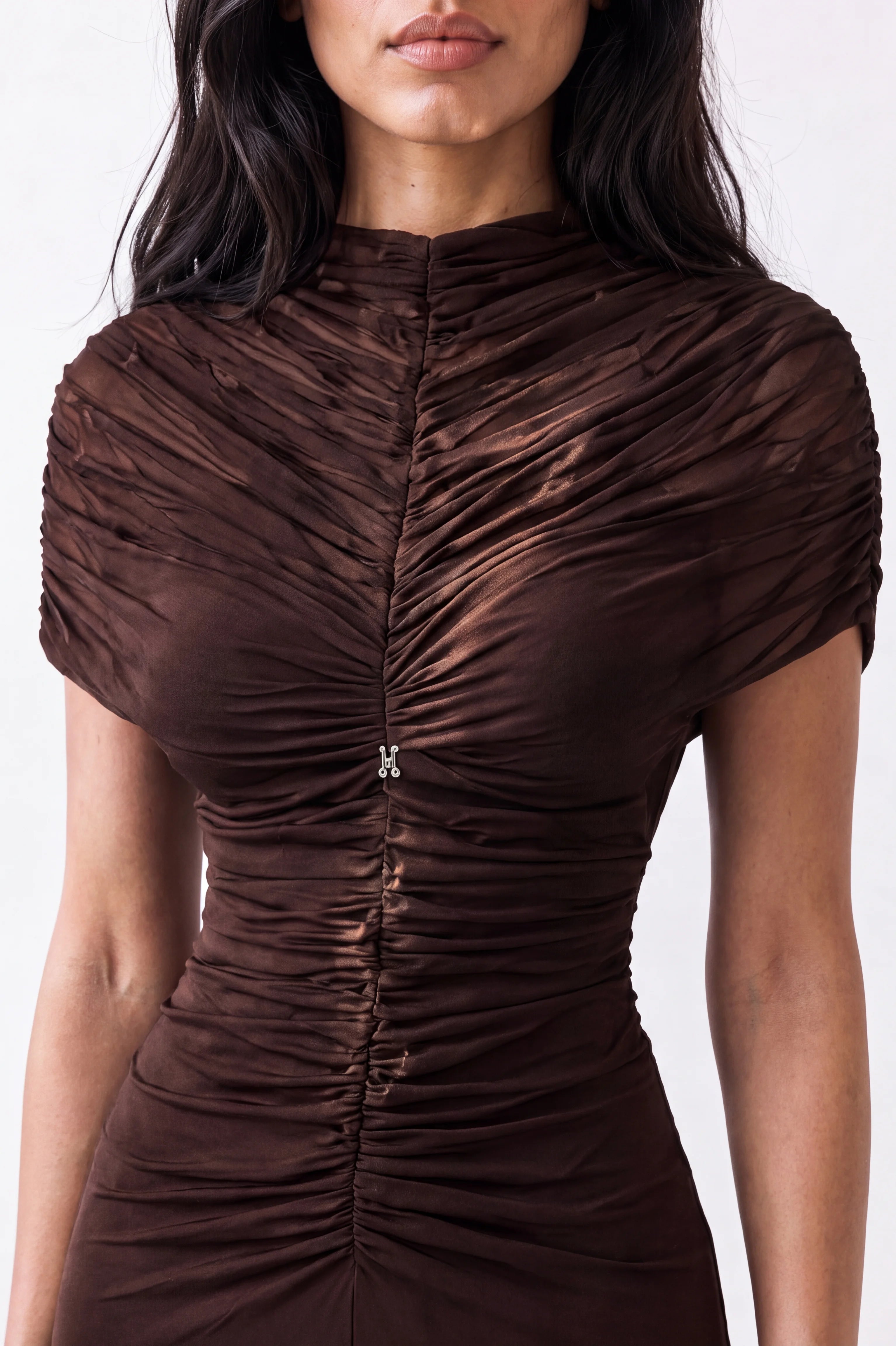 Gathered Neck-Line Off Shoulder Tulle Dress