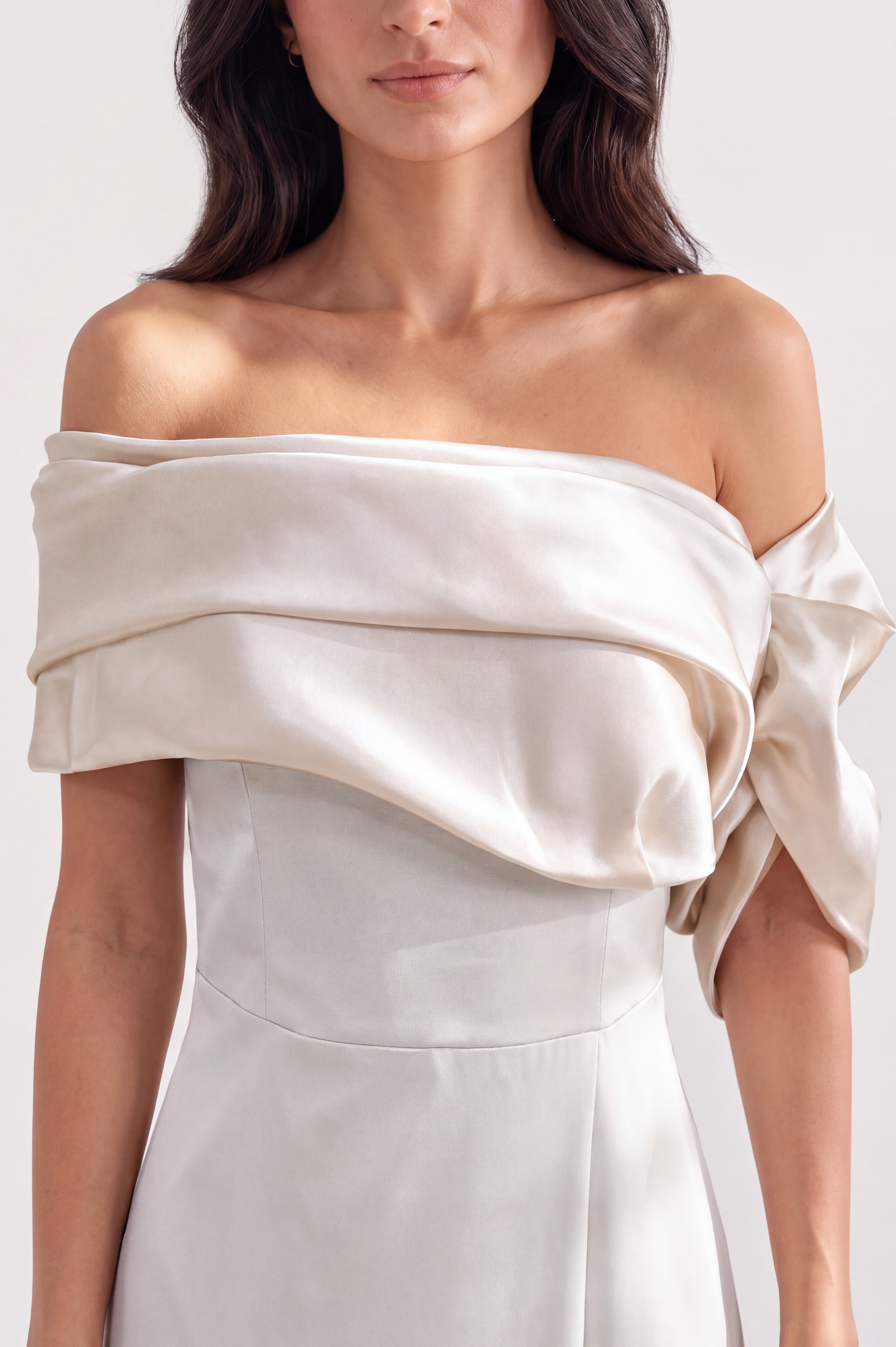 Draped One Shoulder Crepe Dress