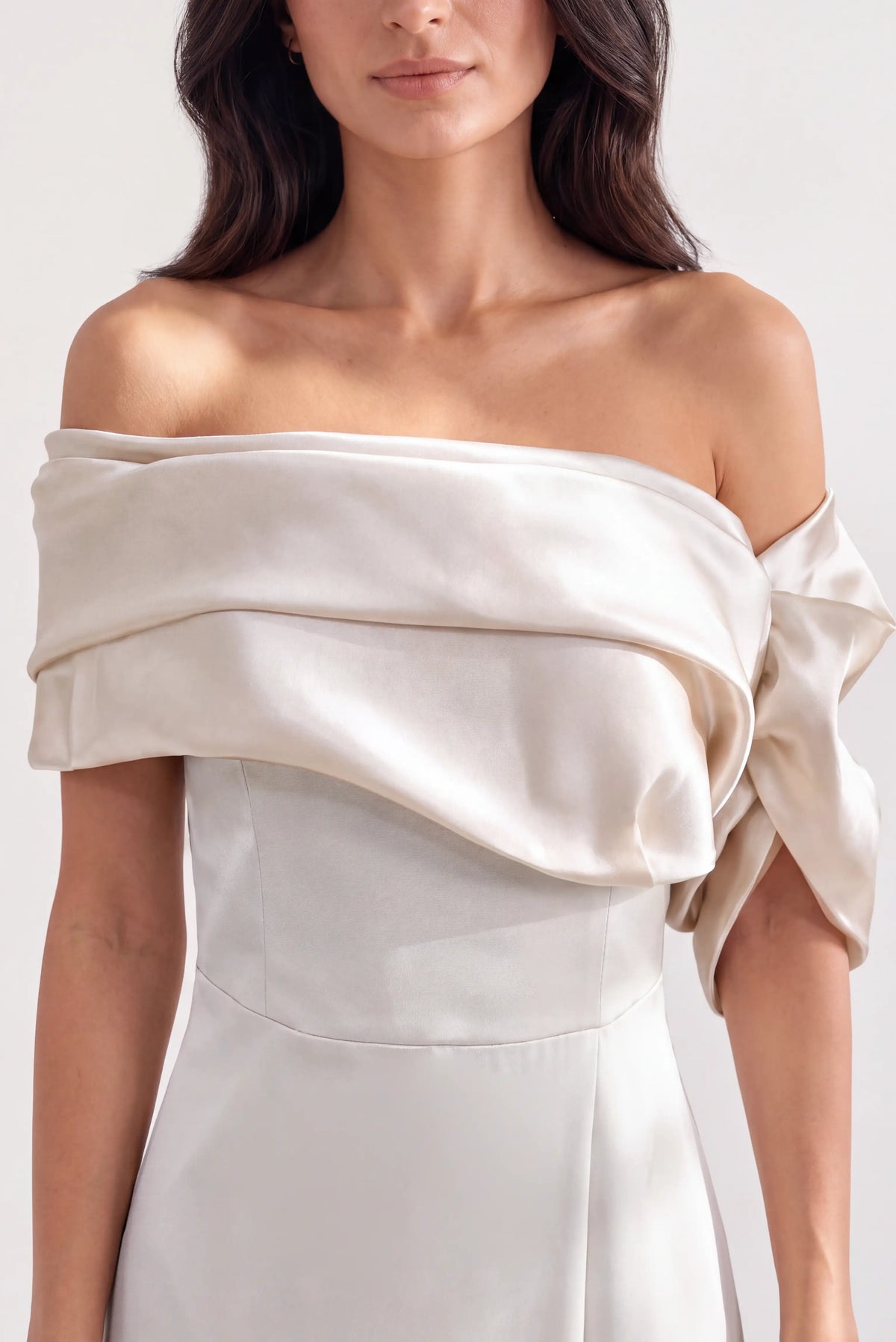 Draped One Shoulder Crepe Dress