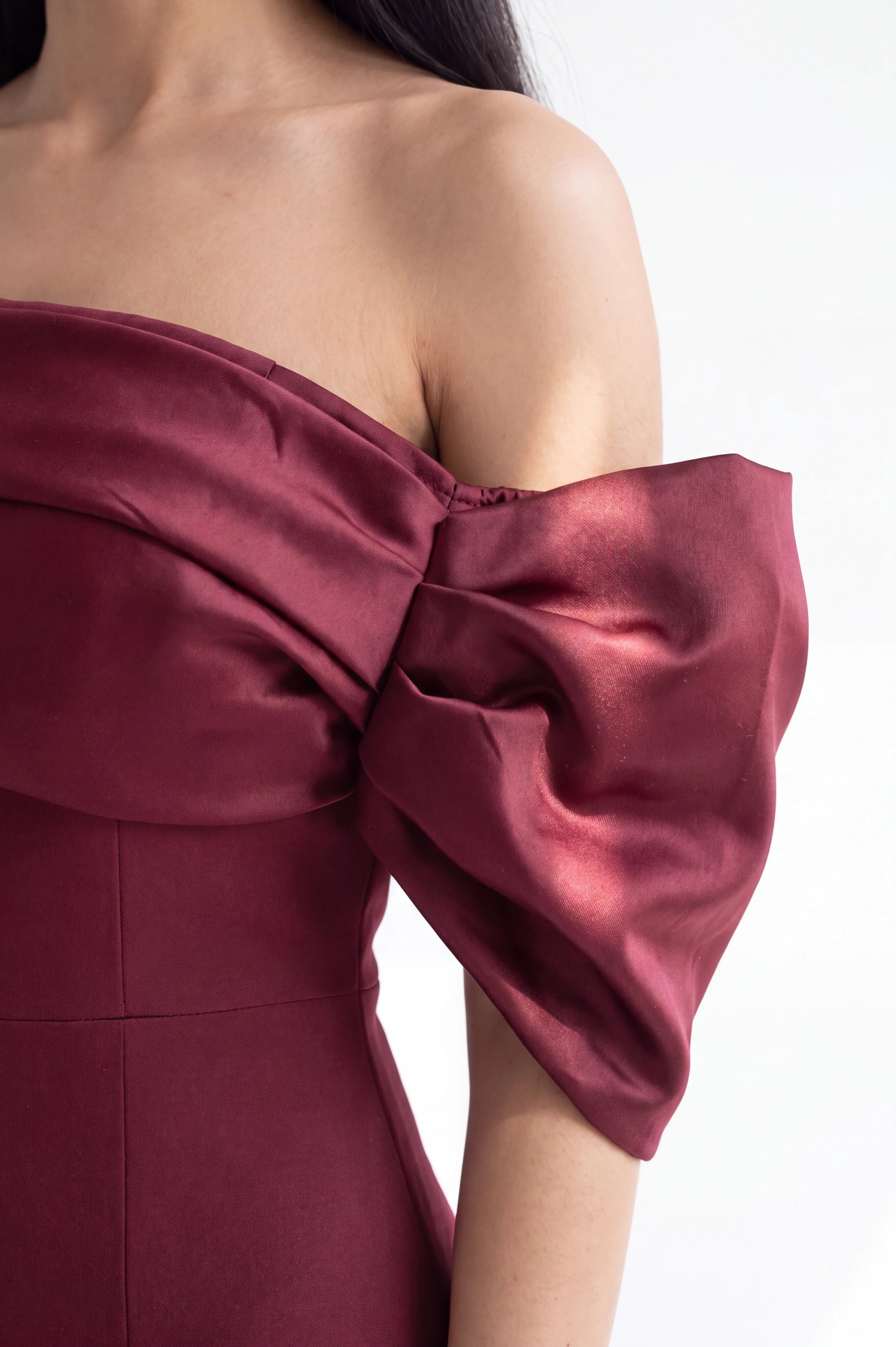 Draped One Shoulder Crepe Dress