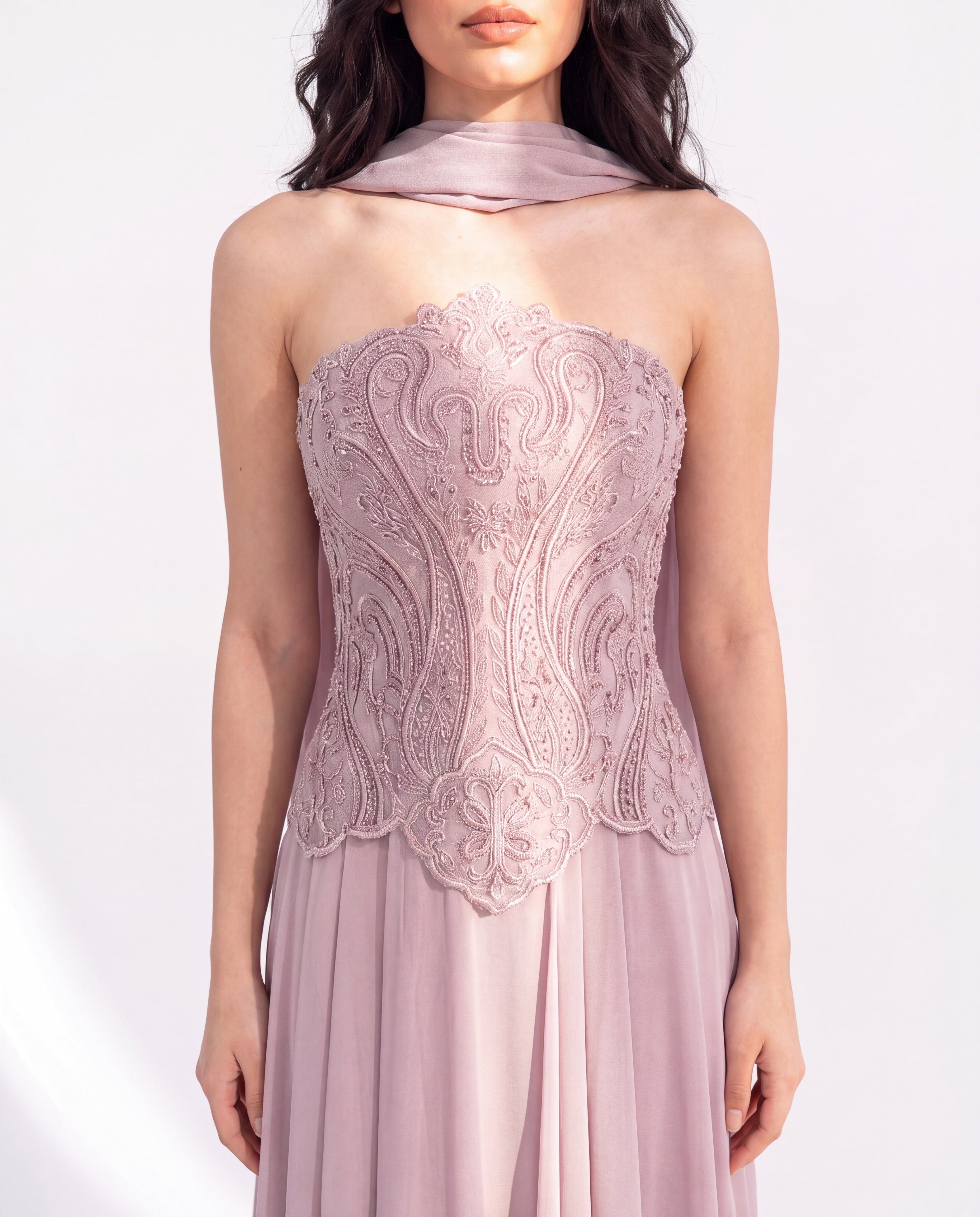 Embroidery Corset Chiffon Skirt Set