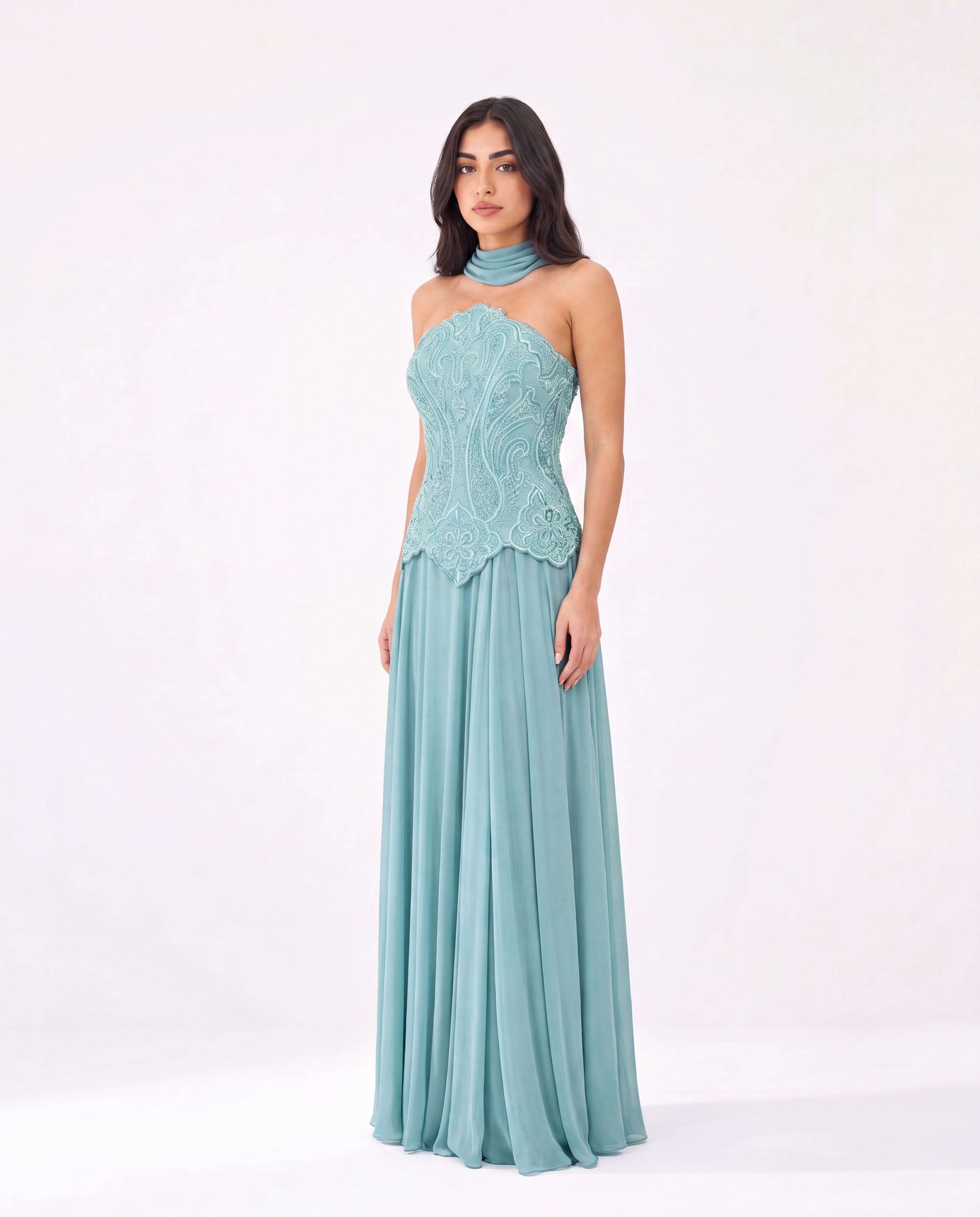 Embroidery Corset Chiffon Skirt Set