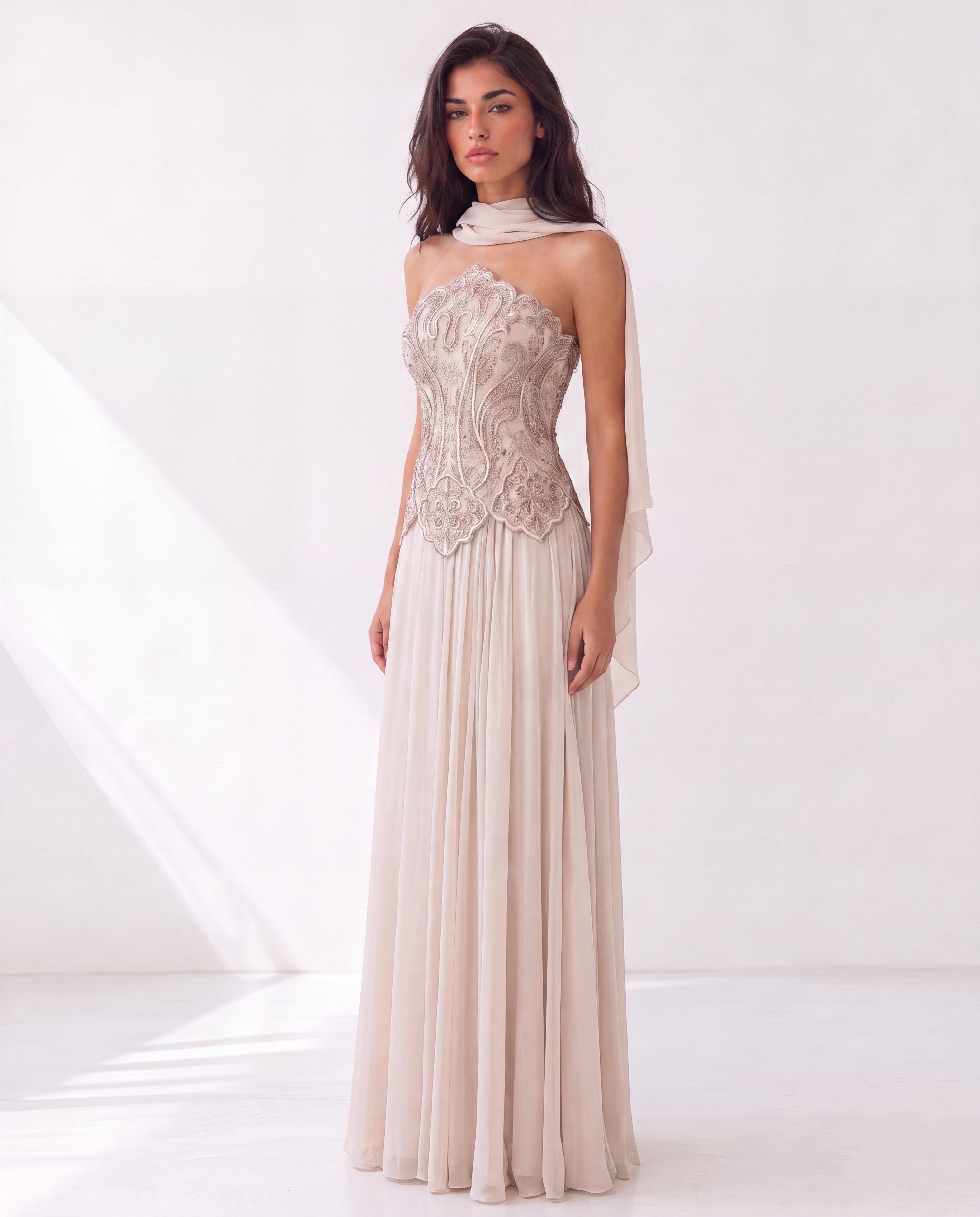 Embroidery Corset Chiffon Skirt Set