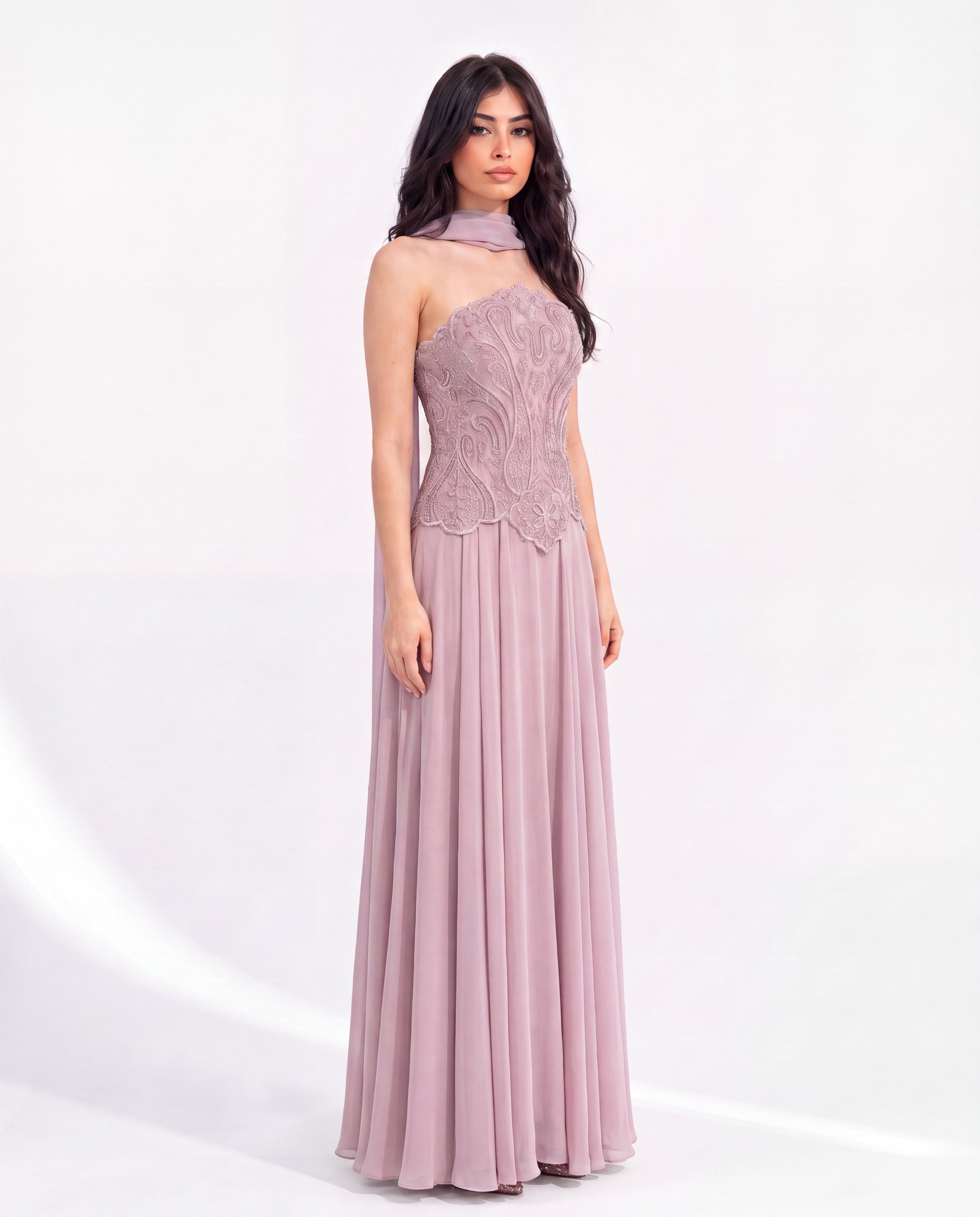 Embroidery Corset Chiffon Skirt Set