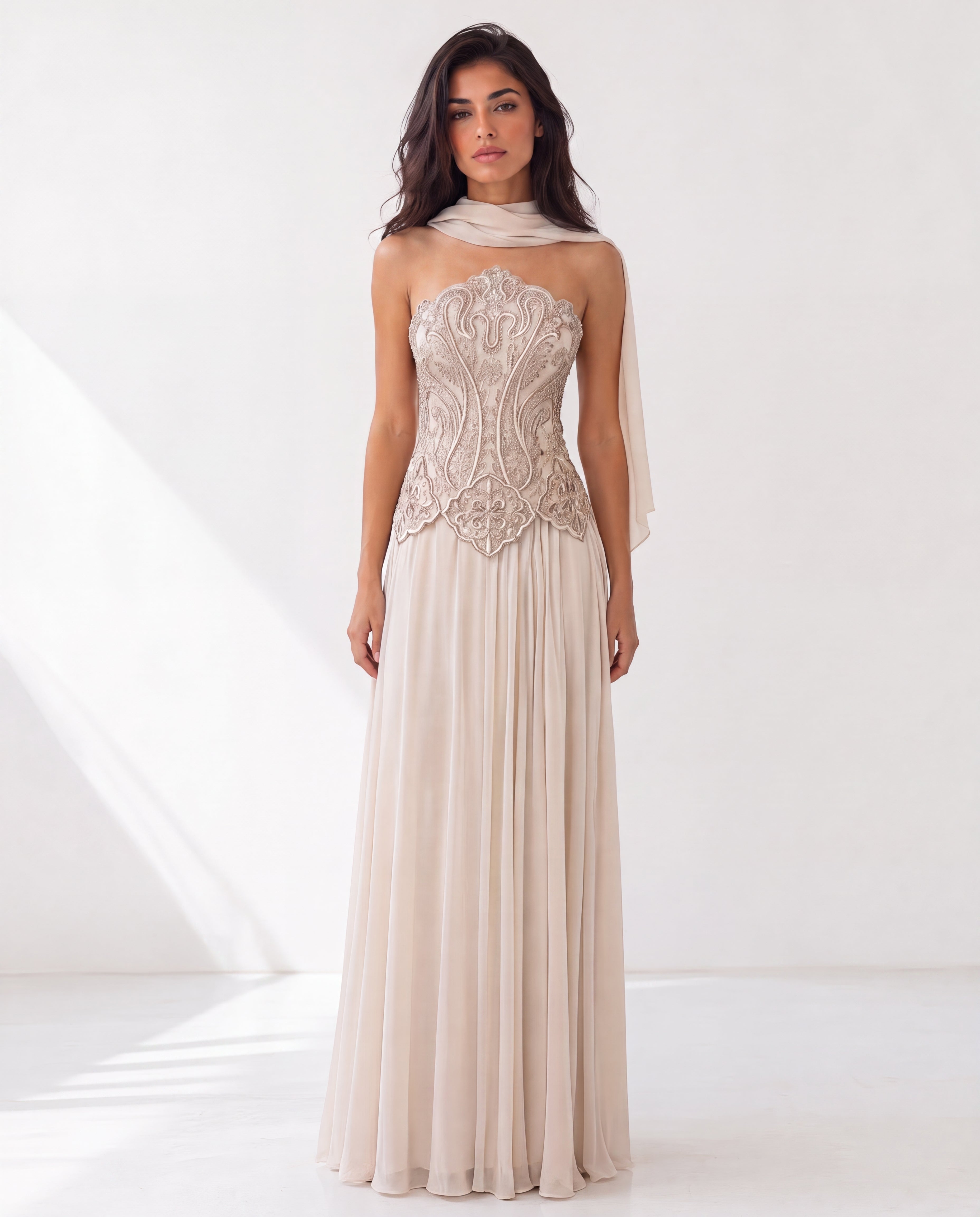 Embroidery Corset Chiffon Skirt Set