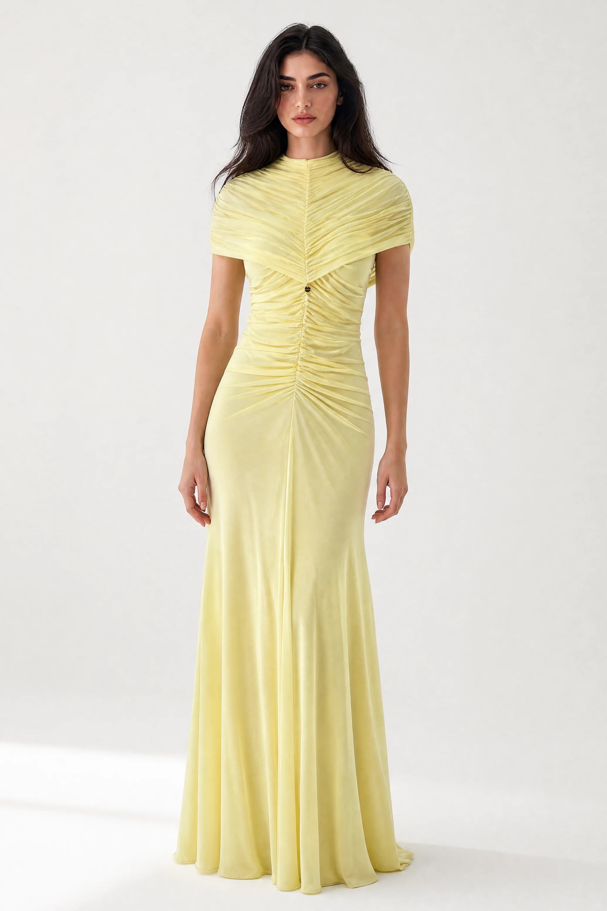 Gathered Neck-Line Off Shoulder Tulle Dress