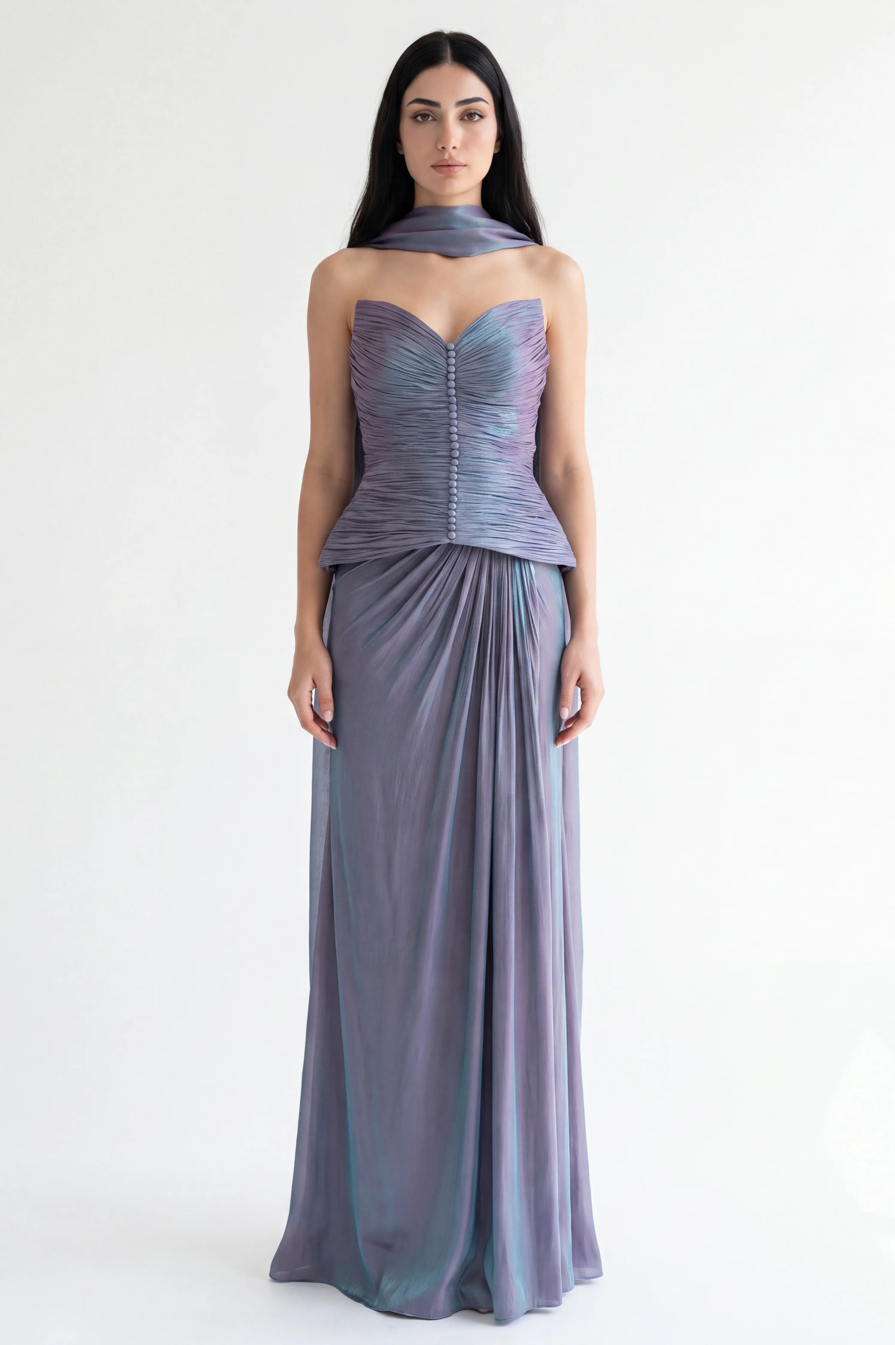 Sweetheart Gathered Corset Organza Dress